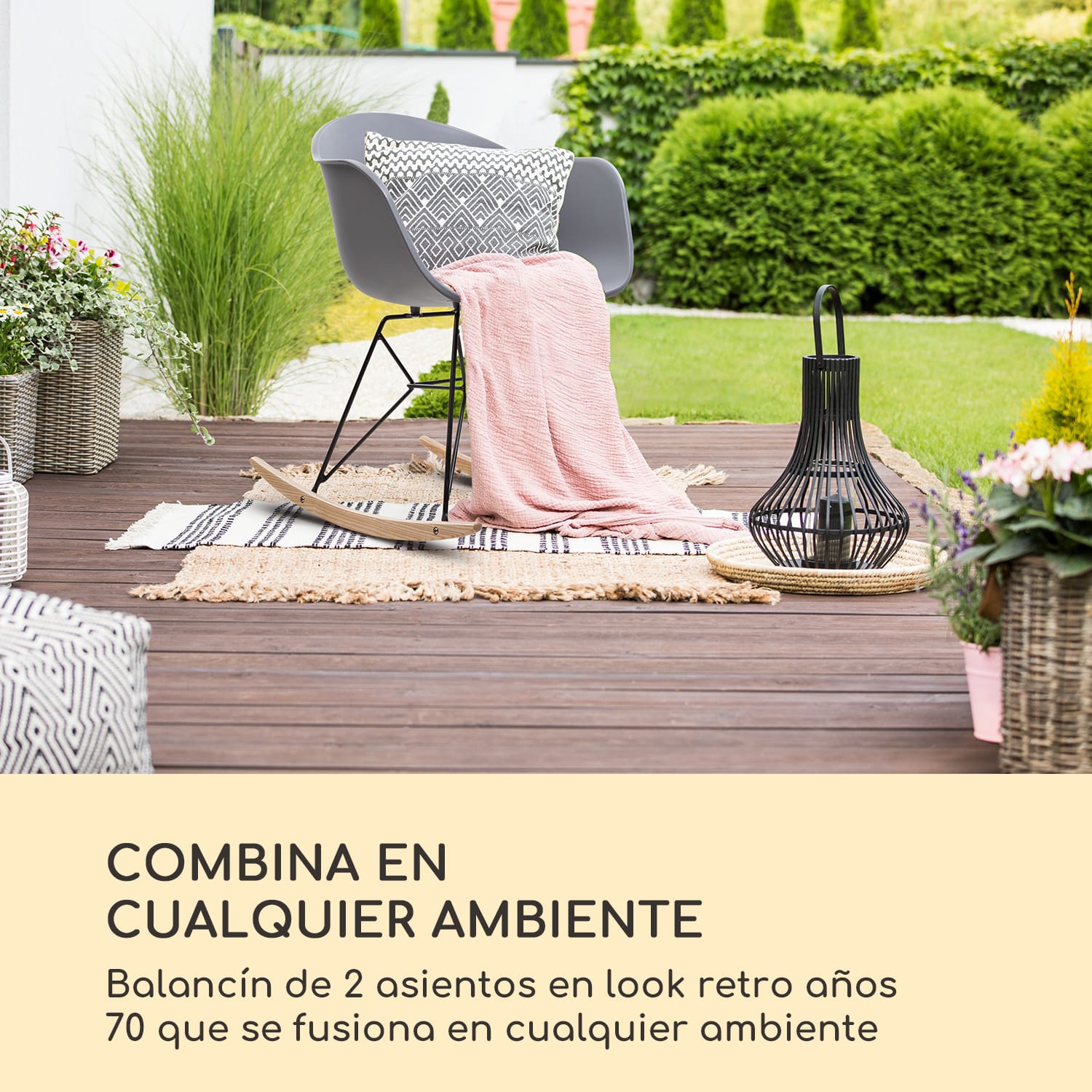 Skandi mecedora set de 2 polipropileno gris 