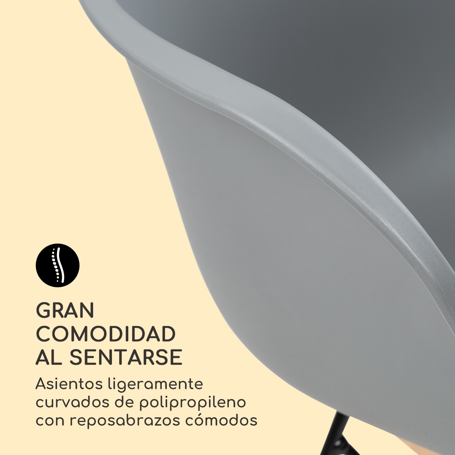 Skandi mecedora set de 2 polipropileno gris 