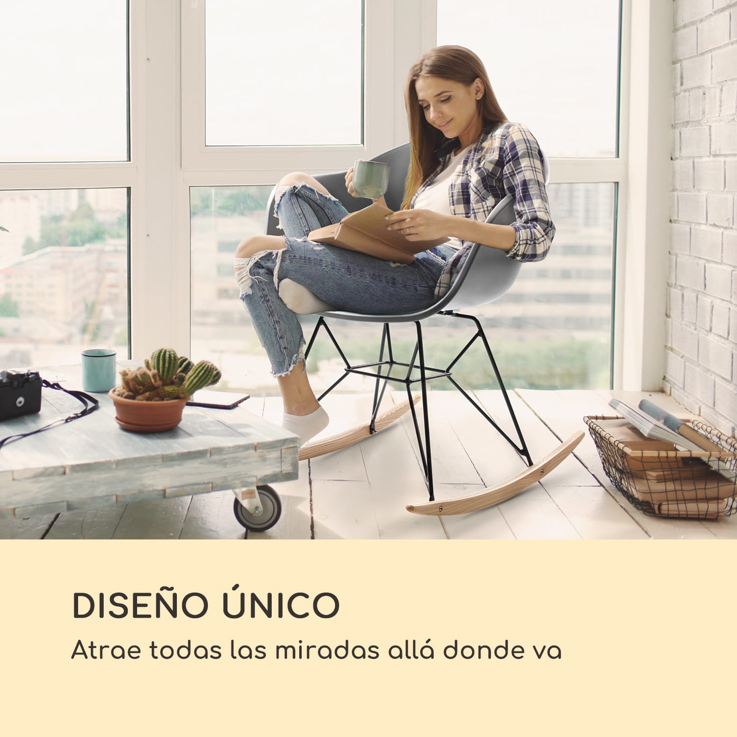 Skandi mecedora set de 2 polipropileno gris 