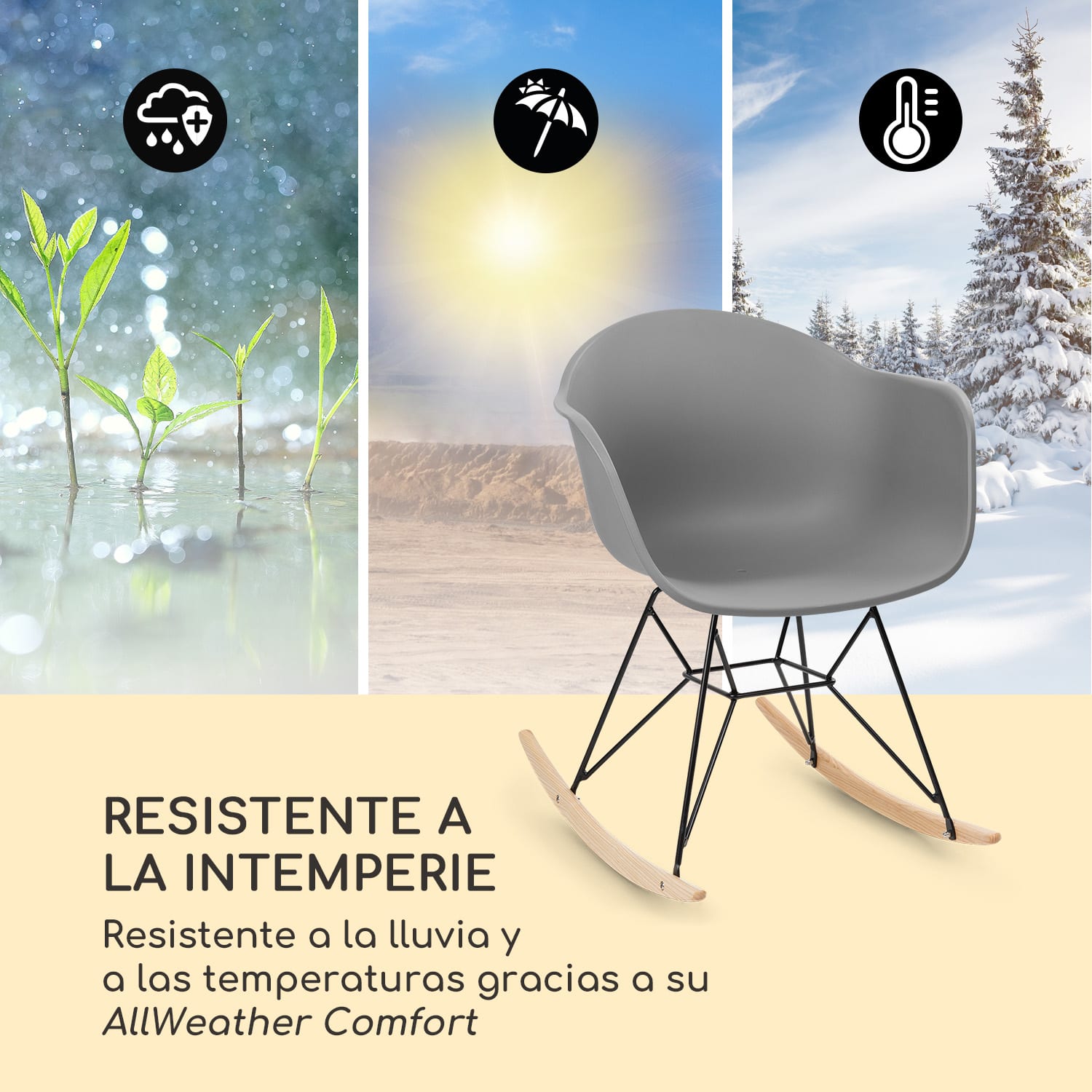 Skandi mecedora set de 2 polipropileno gris