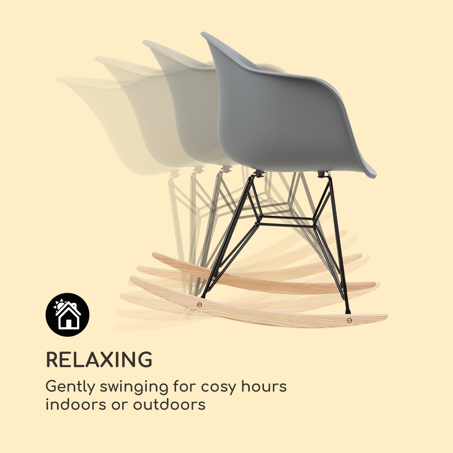 Skandi, hintaszék, 2 darabos szett, polipropilén, szürke