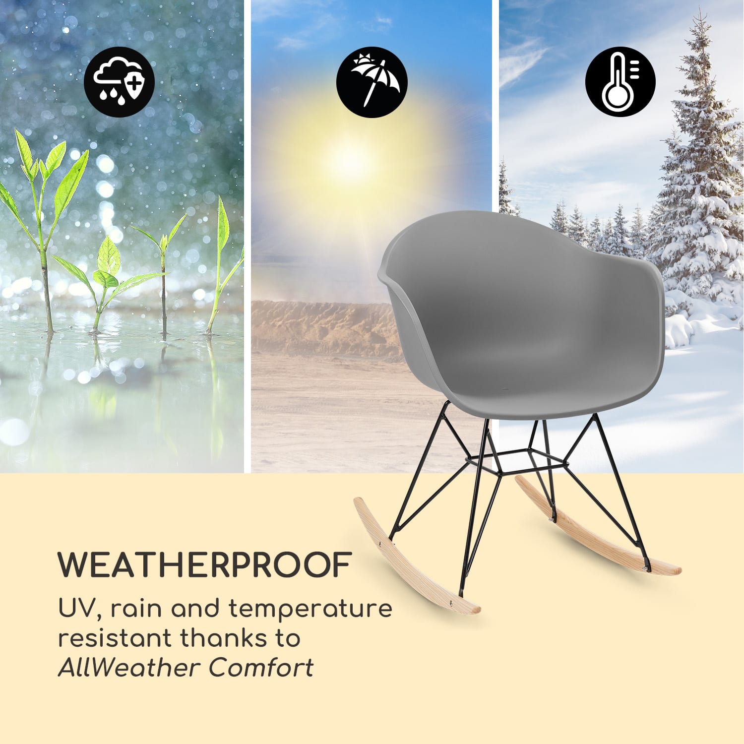 Skandi, hintaszék, 2 darabos szett, polipropilén, szürke