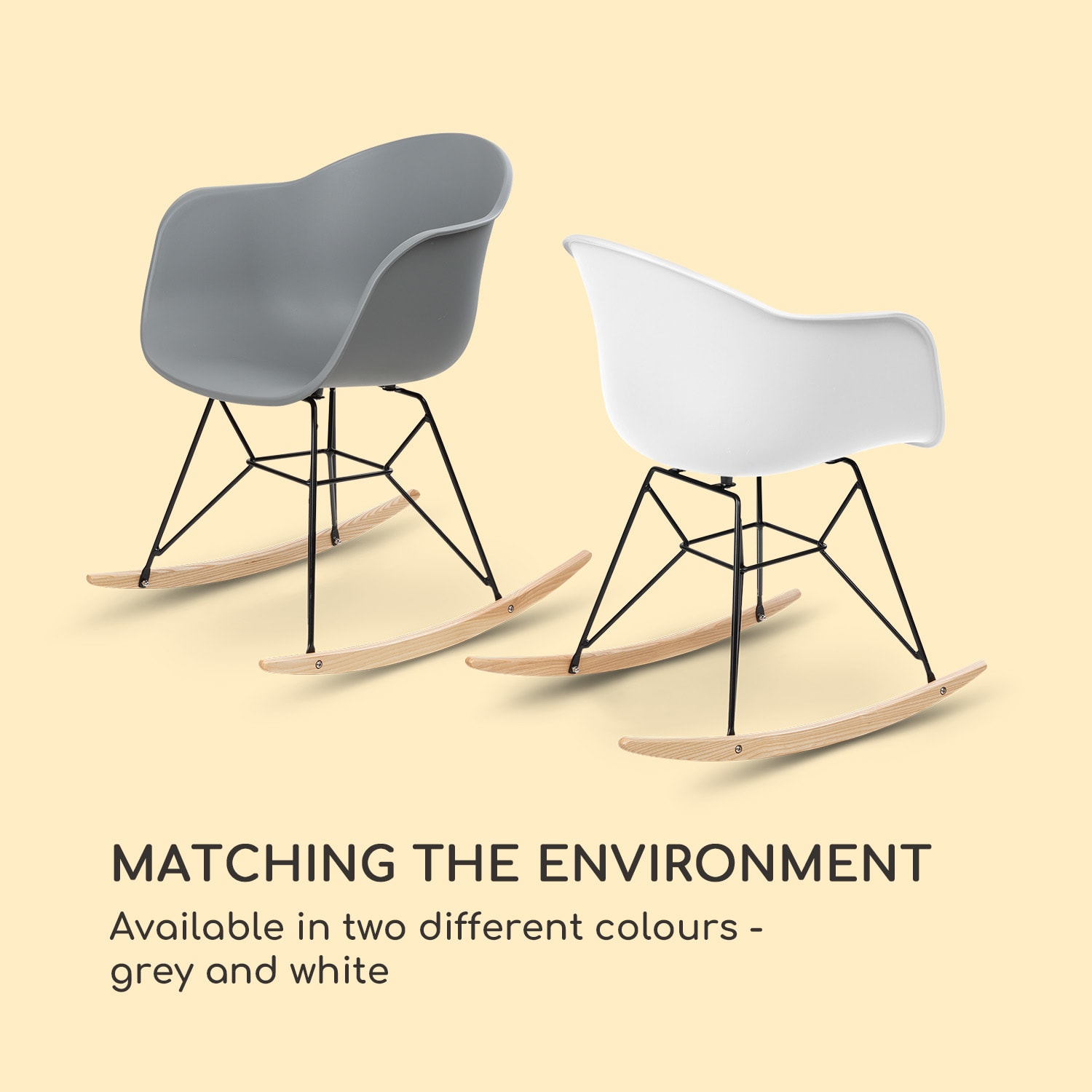 Skandi, hintaszék, 2 darabos szett, polipropilén, szürke