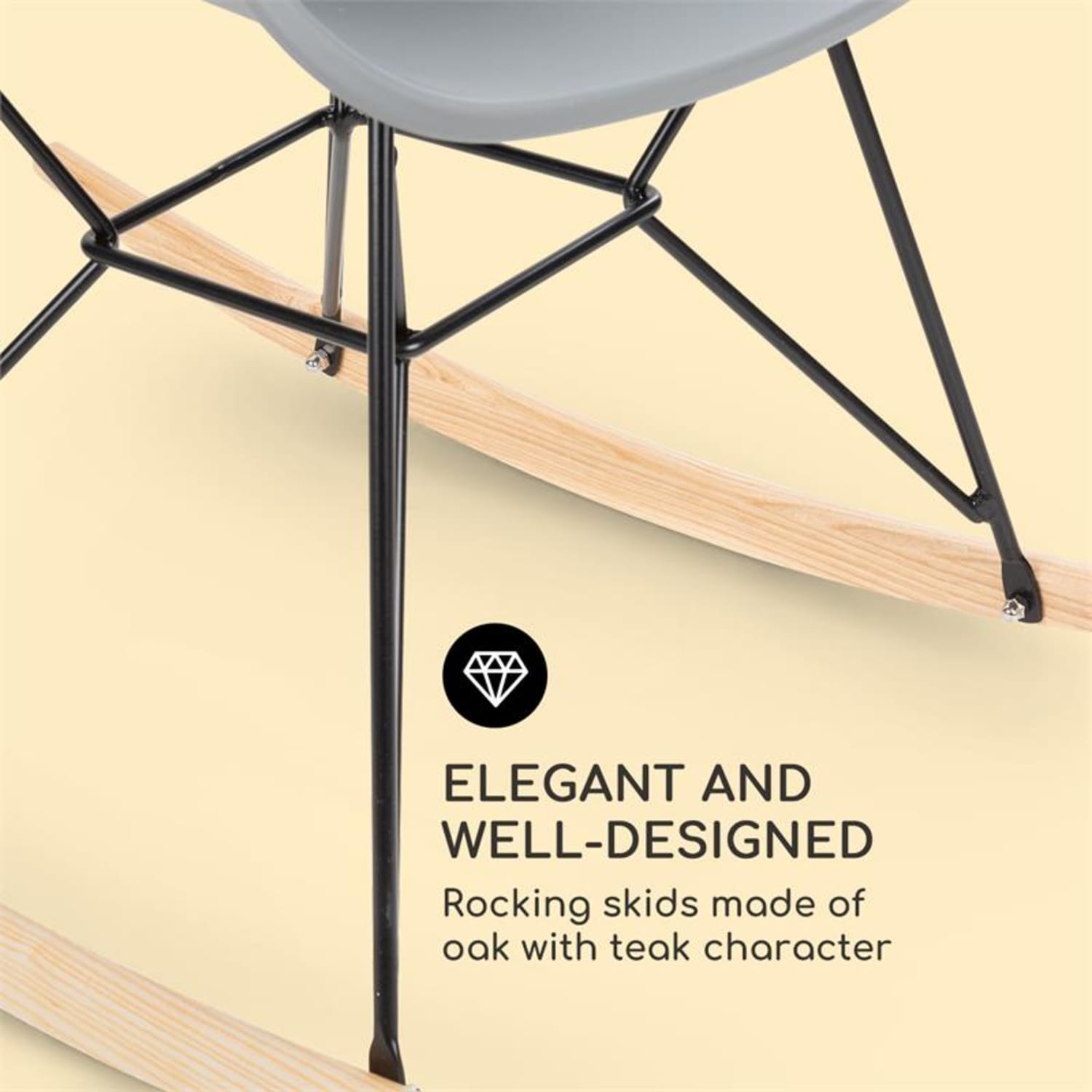 SKANDI, krzesło bujane, zestaw 2 sztuk, POLIPROPYLEN, szary 