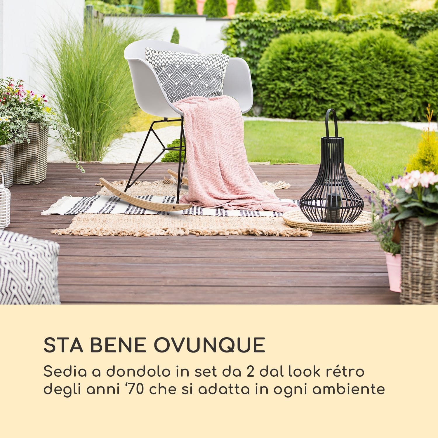 Skandi set da 2 sedie a dondolo polipropilene bianco Bianco