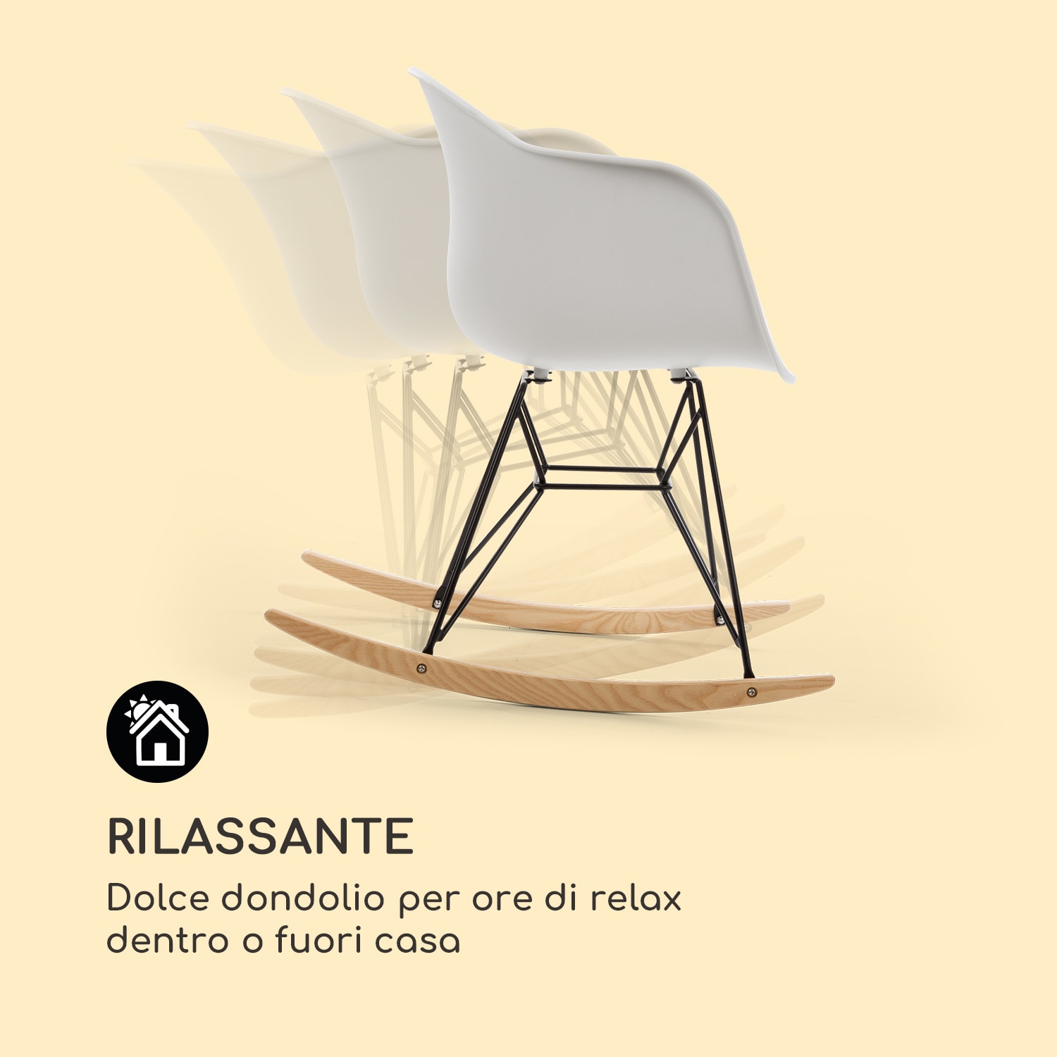 Skandi set da 2 sedie a dondolo polipropilene bianco Bianco