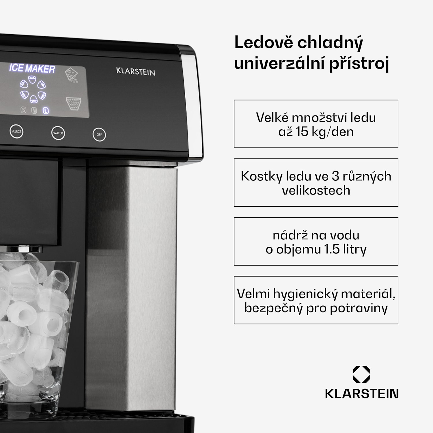 Eiszeit výrobník kostek ledu z nerezavějící oceli 3 velikosti kostek ledu stříbrný Stříbrná