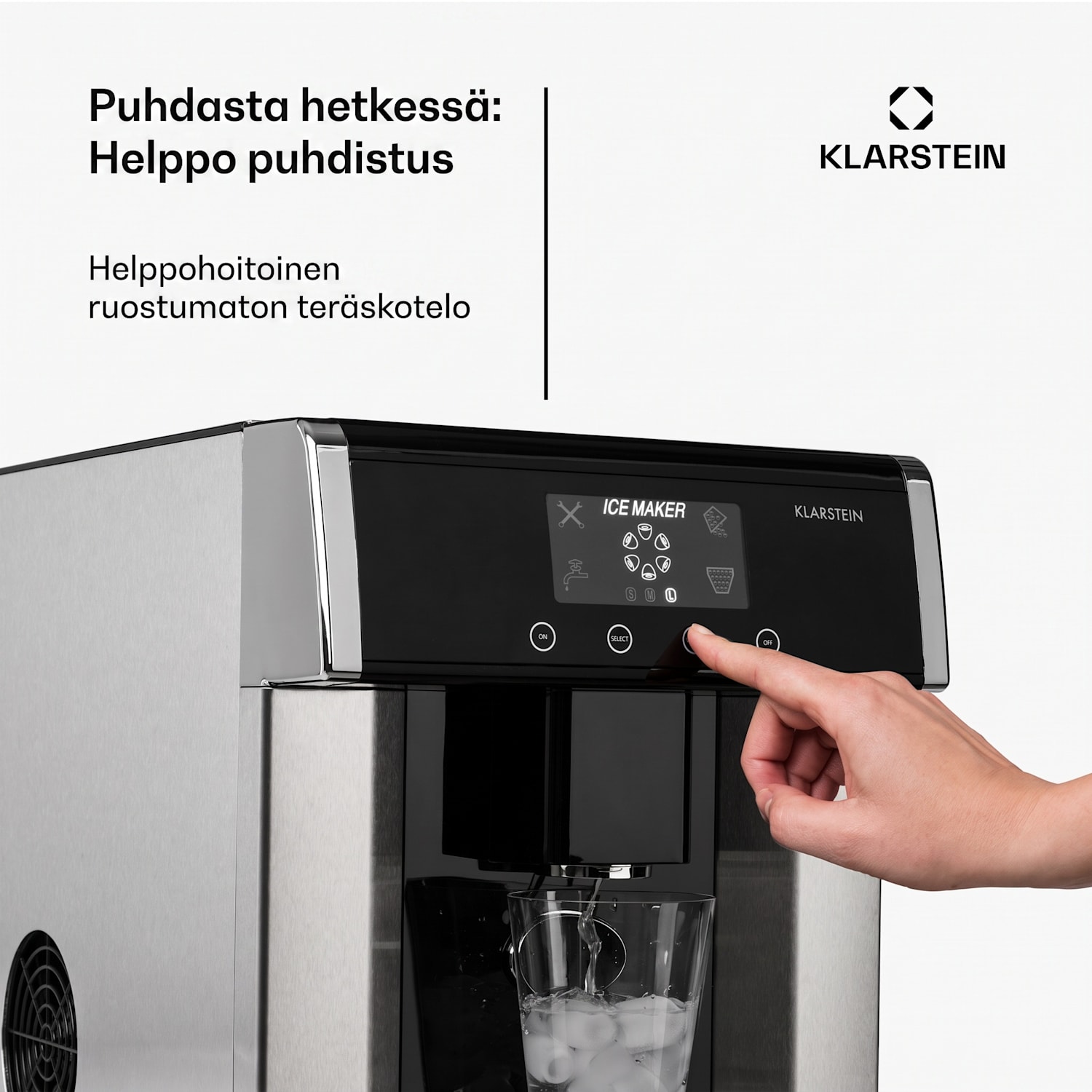 Eiszeit -jääpalakone ruostumaton teräs 3 jääpalakokoa hopea Hopea
