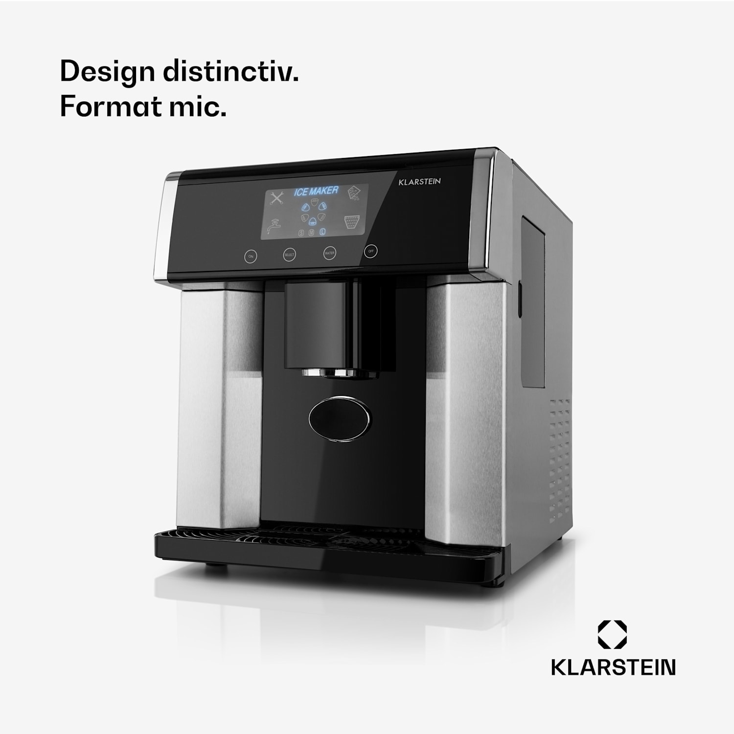 Eiszeit mașină de făcut cuburi de gheață din oțel inoxidabil, 3 dimensiuni de cuburi de gheață, argintie. 