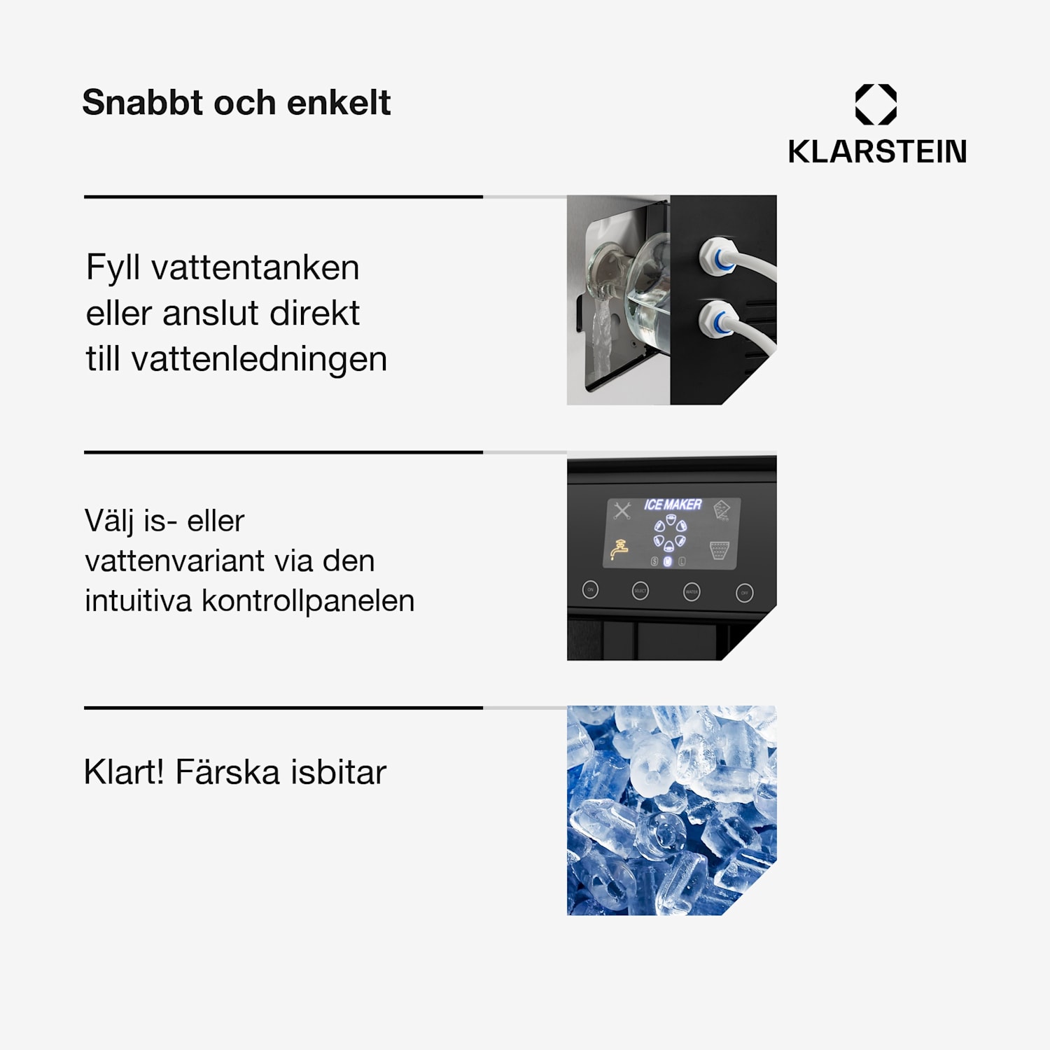 Eiszeit ismaskin rostfritt stål 3 iskubstorlekar silver Silver