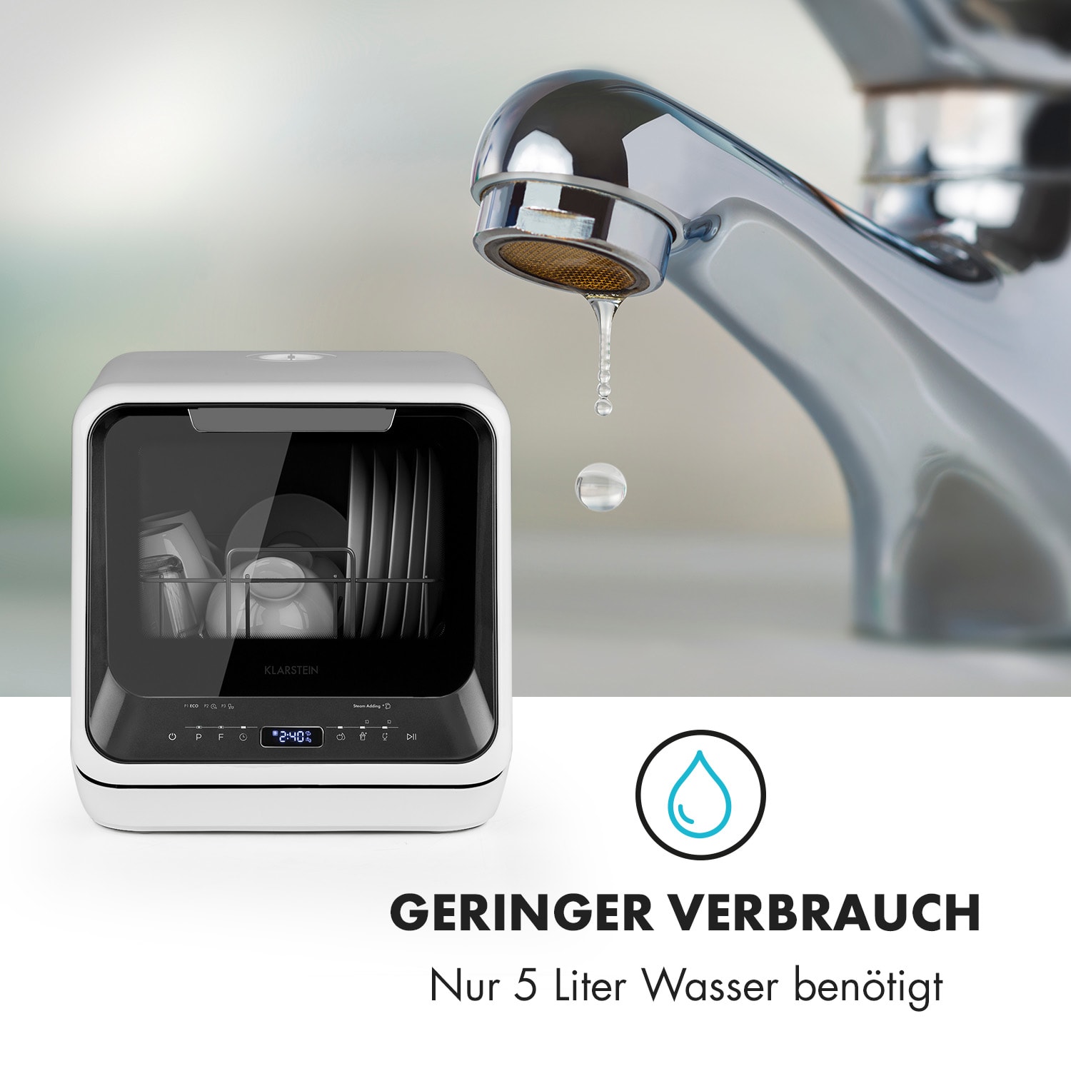 Amazonia Mini Geschirrspülmaschine 6 Programme LED-Display 