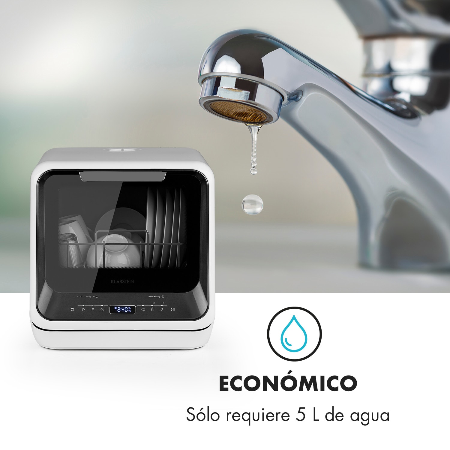 Amazonia Mini lavavajillas 6 programas pantalla LED 