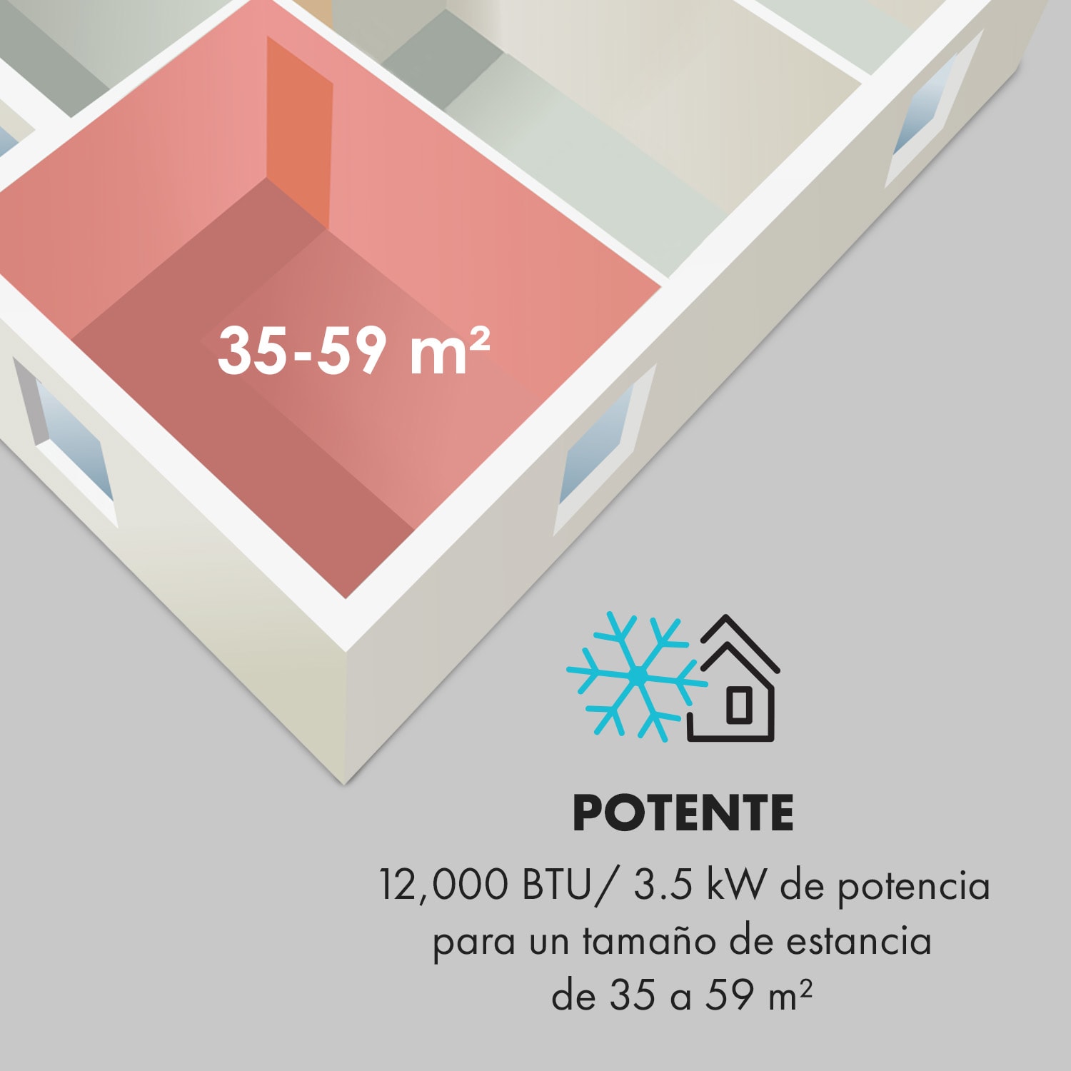 Metrobreeze 12 Las Vegas Aire acondicionado portátil, 3 en 1, 12 000 BTU, Blanco y plateado 12.000 BTU | Plata