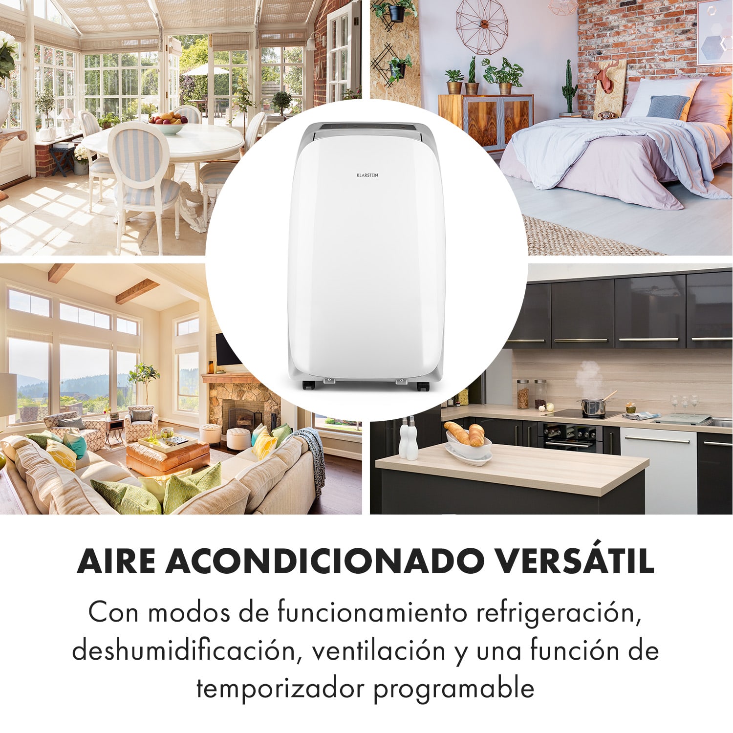 Metrobreeze 12 Las Vegas Aire acondicionado portátil, 3 en 1, 12 000 BTU, Blanco y plateado 12.000 BTU | Plata