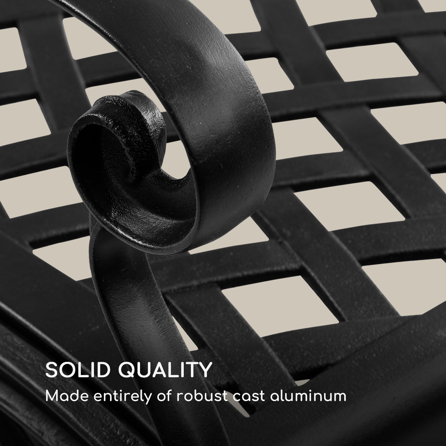 Pozzilli BL, kerti pad, öntött alumínium, időjárásálló, fekete 