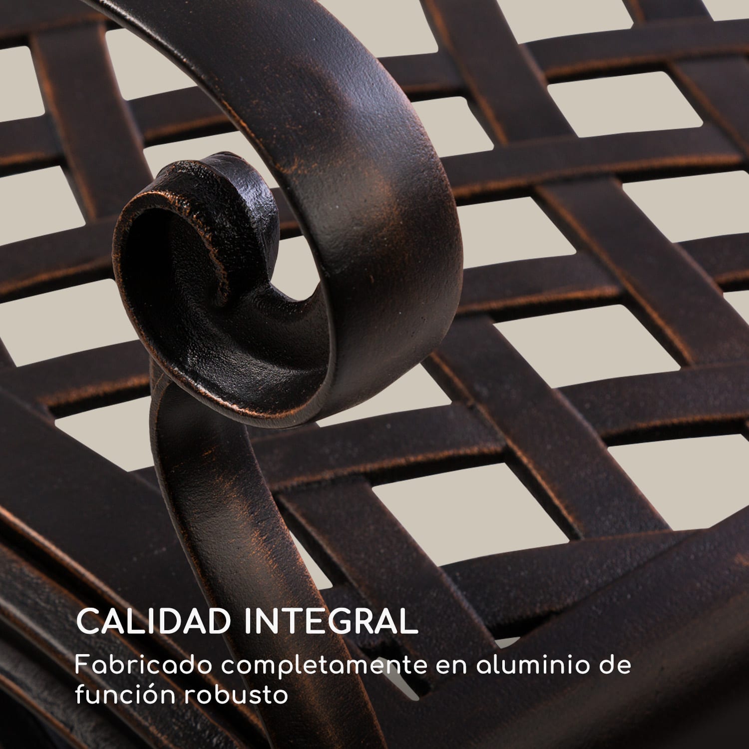 Pozzilli AN Banco de jardín Aluminio fundido a presión Resistente a la intemperie Cobre antiguo Bronce Antiguo
