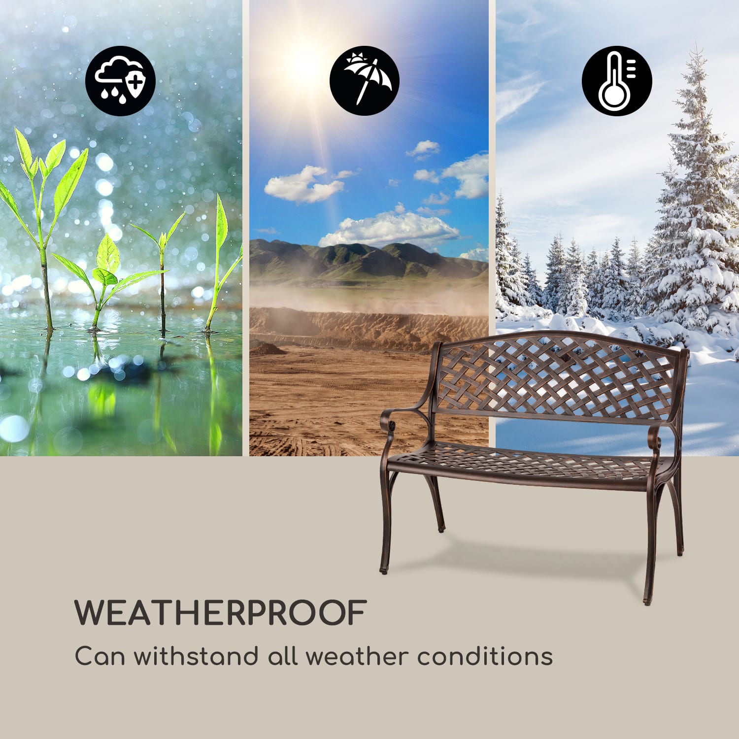 Pozzilli AN, градинска пейка, алуминий устойчива на атмосферни влияния античен, мед Античен бронз