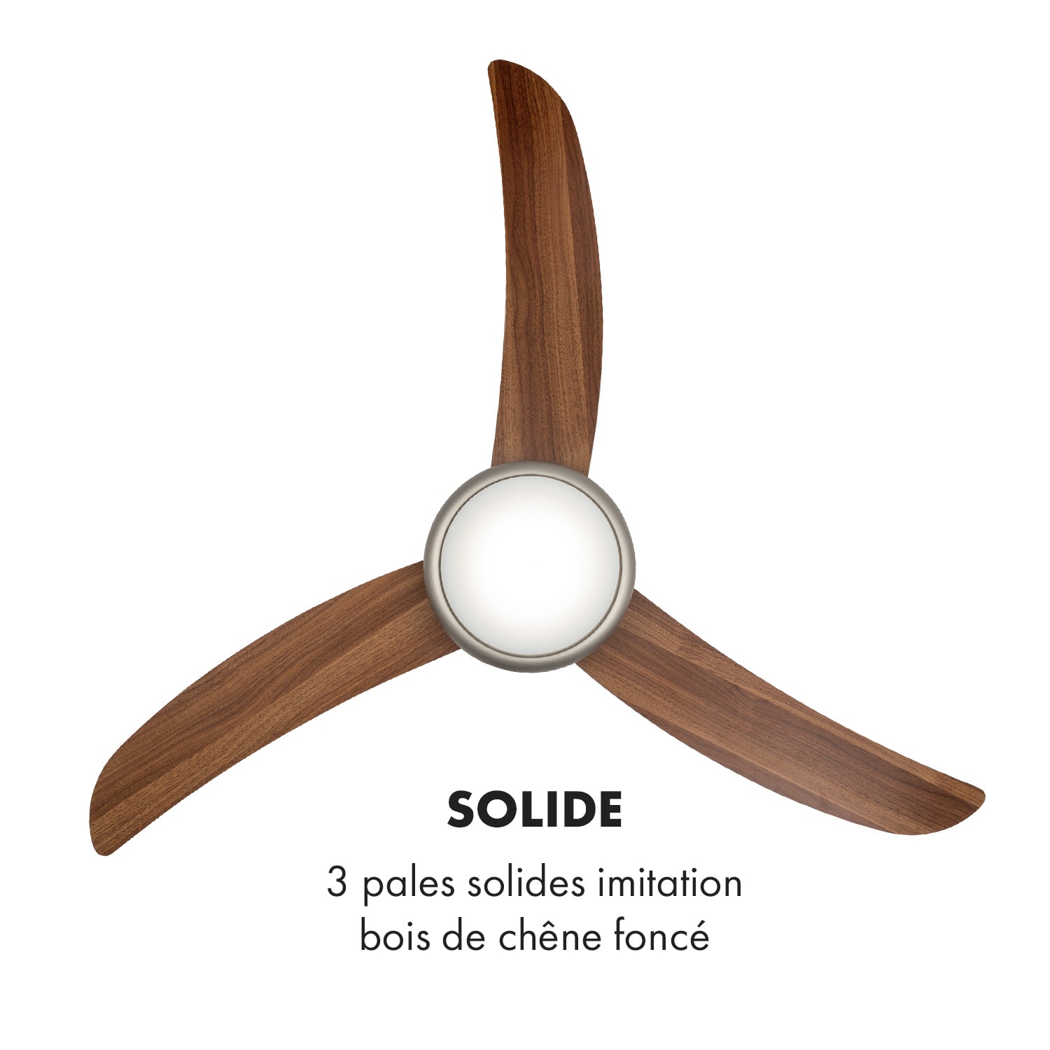 El Paso ventilateur de plafond plafonnier 52" 10344 m³/h 3 pales imitation chêne foncé 