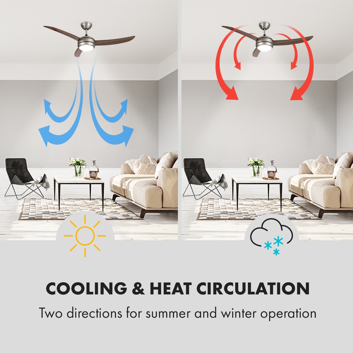 El Paso, wentylator sufitowy, 52″, oprawka E27, 3 łopatki, imitacja drewna dębowego 132 cm (pomieszczenia 13–25 m²) | Zdalne sterowanie | Orzech Włoski