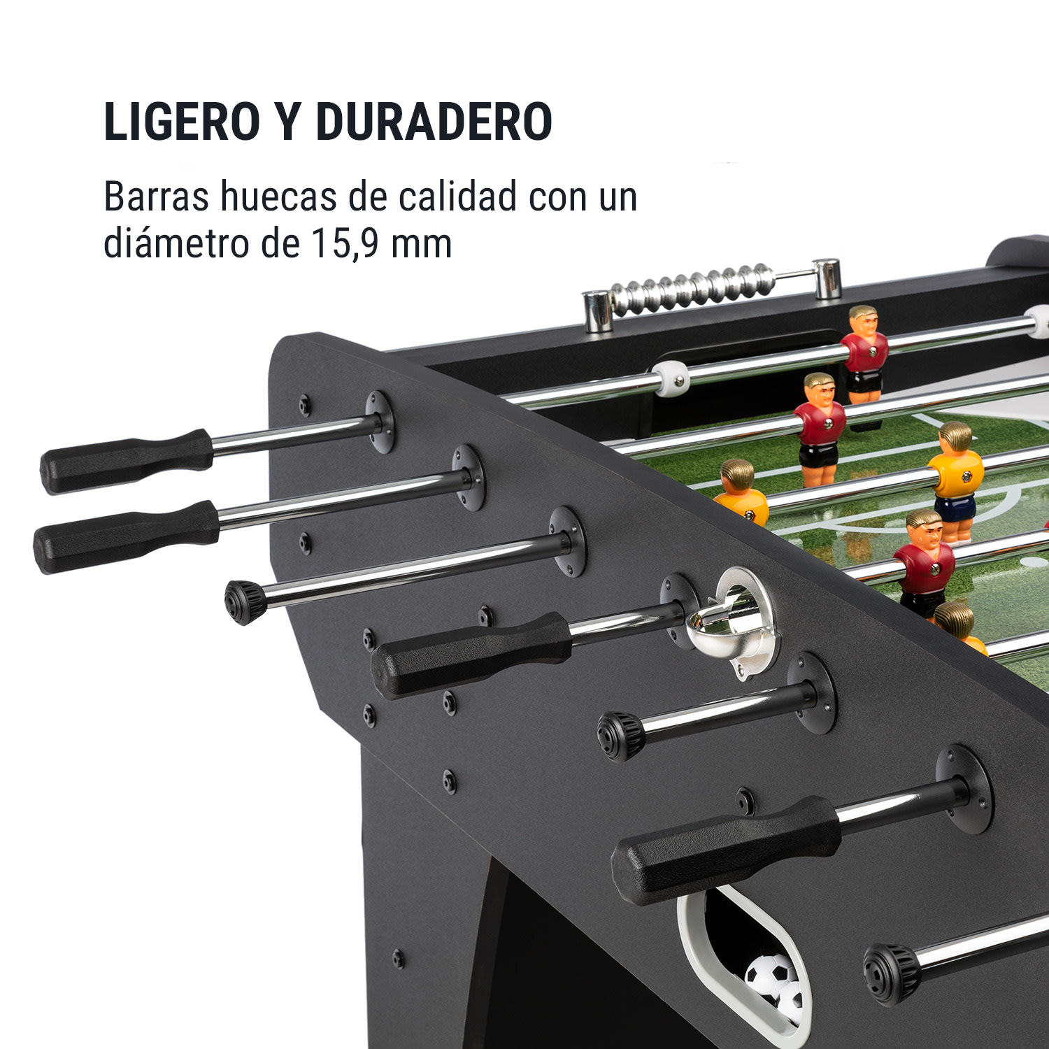 Old Trafford mesa de futbolín 118 x 68 cm madera/MDF negra 