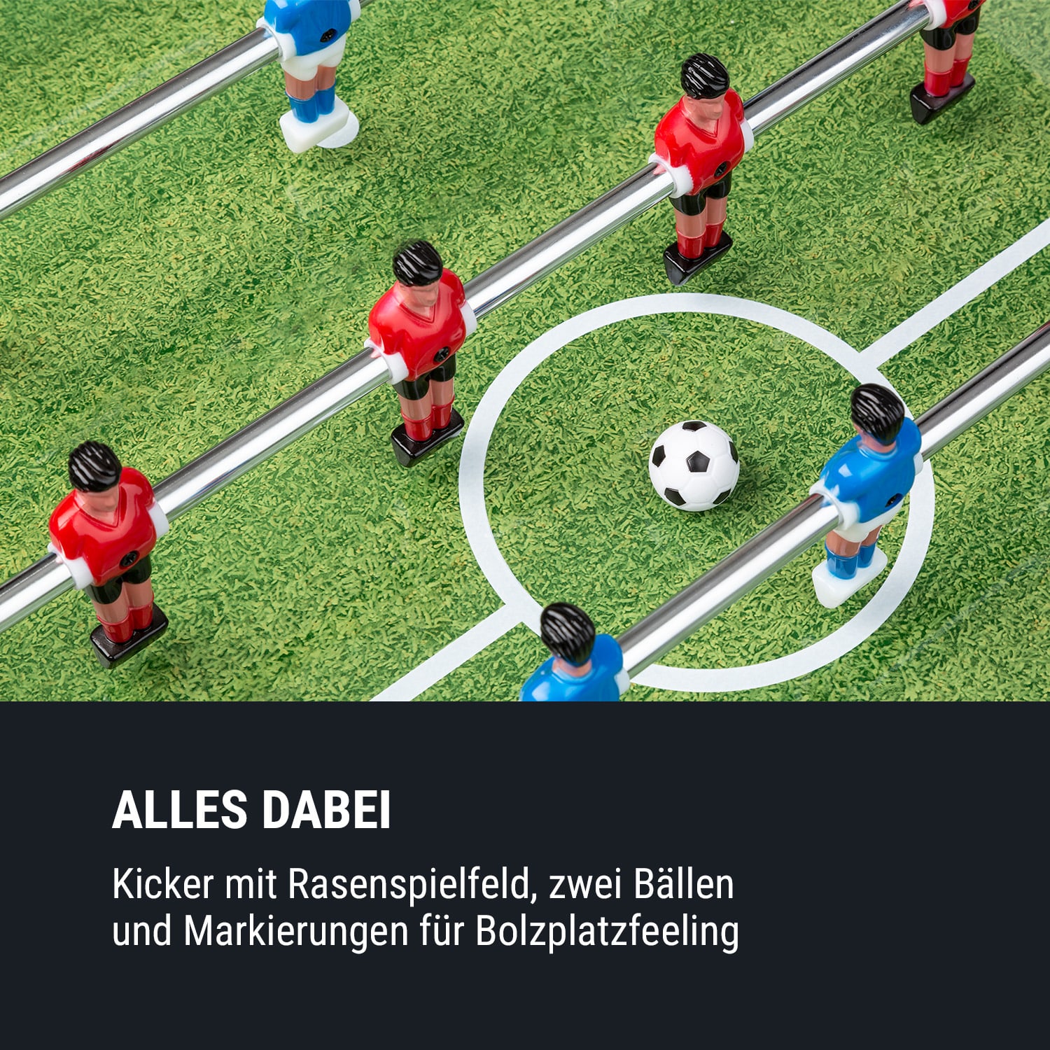 Spin 2-in-1 Spieletisch Billard Kicker 180° drehbar Spielzubehör Schwarz