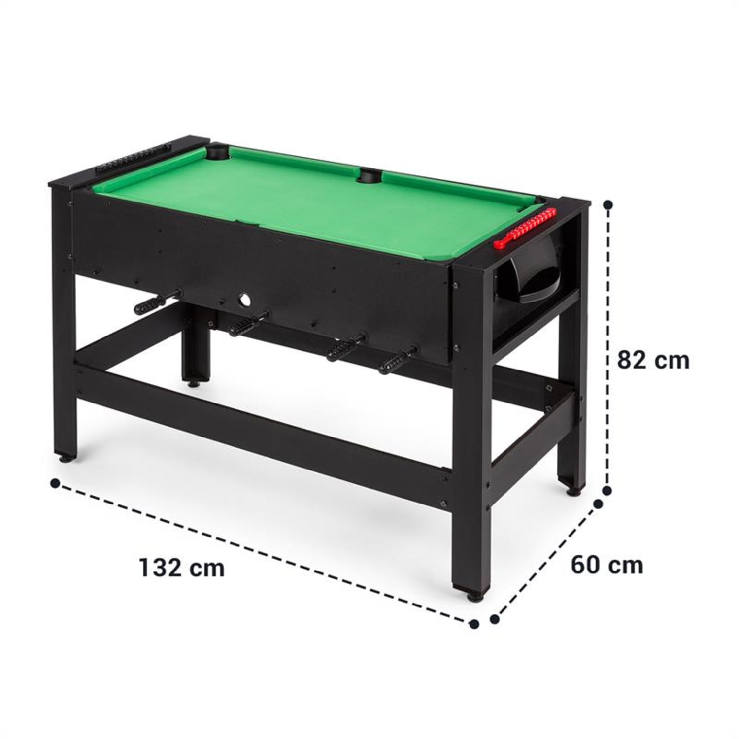 Spin 2 az 1-ben, játékasztal, biliárd, csocsó, 180°-ban elfordítható, játéktartozékok, fekete Fekete