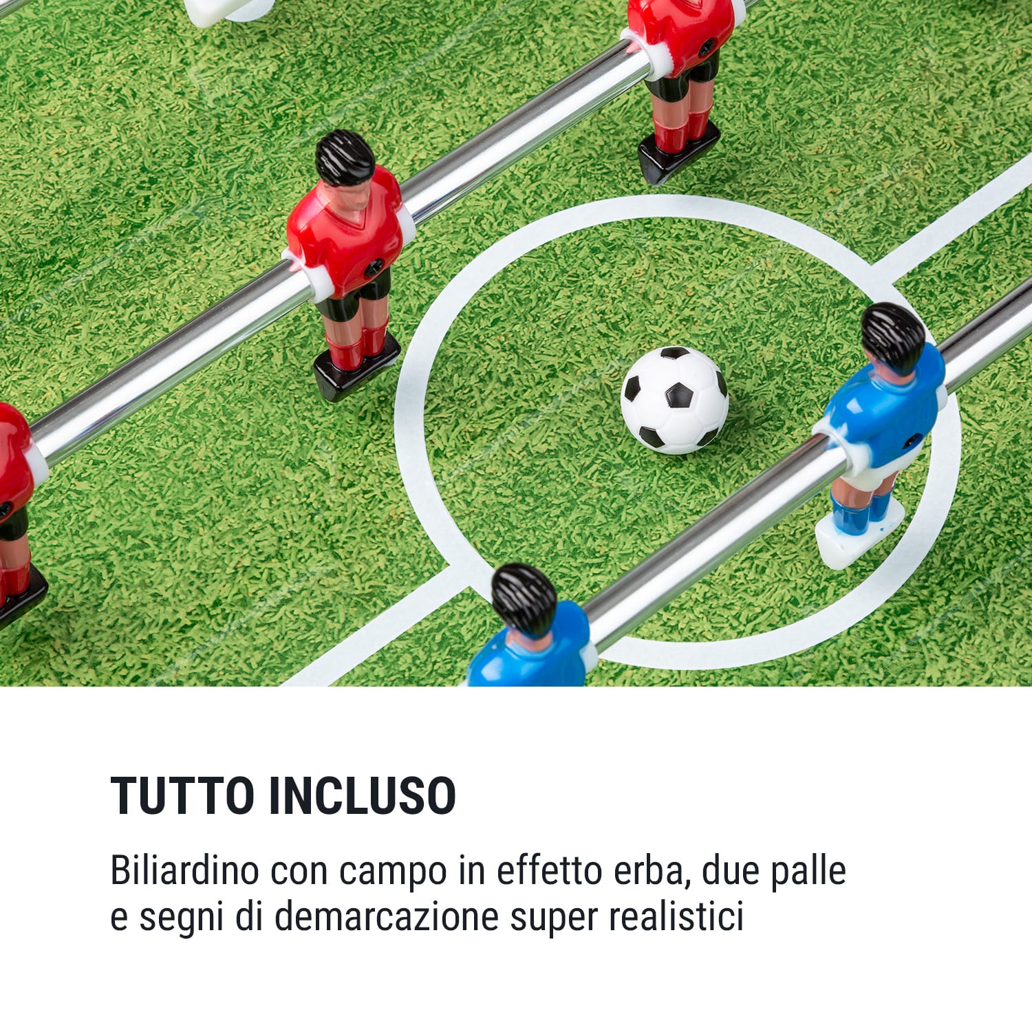 Spin Tavolo 2in1 Biliardo Calcetto Ruotabile a 180° Accessori bianco Bianco