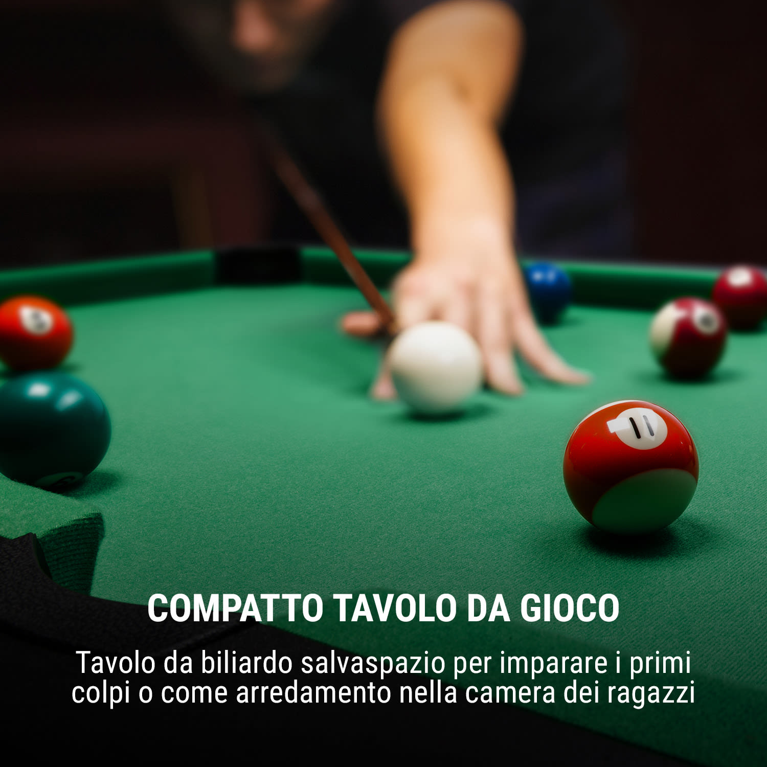 Trickshot Tavolo da Biliardo 140x64,5 16 Bocce 2 Stecche MDF nero Nero