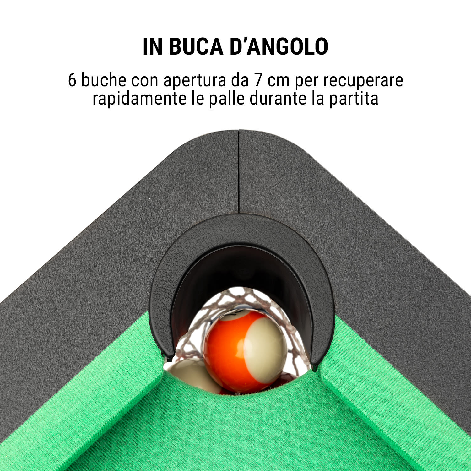 Trickshot Tavolo da Biliardo 140x64,5 16 Bocce 2 Stecche MDF nero Nero