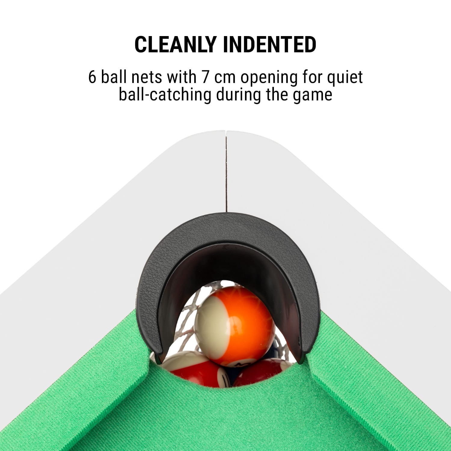 Trickshot, biliardový hrací stôl, 140x64,5cm, 16 gulí, 2 biliardové palice, MDF, biely Biela