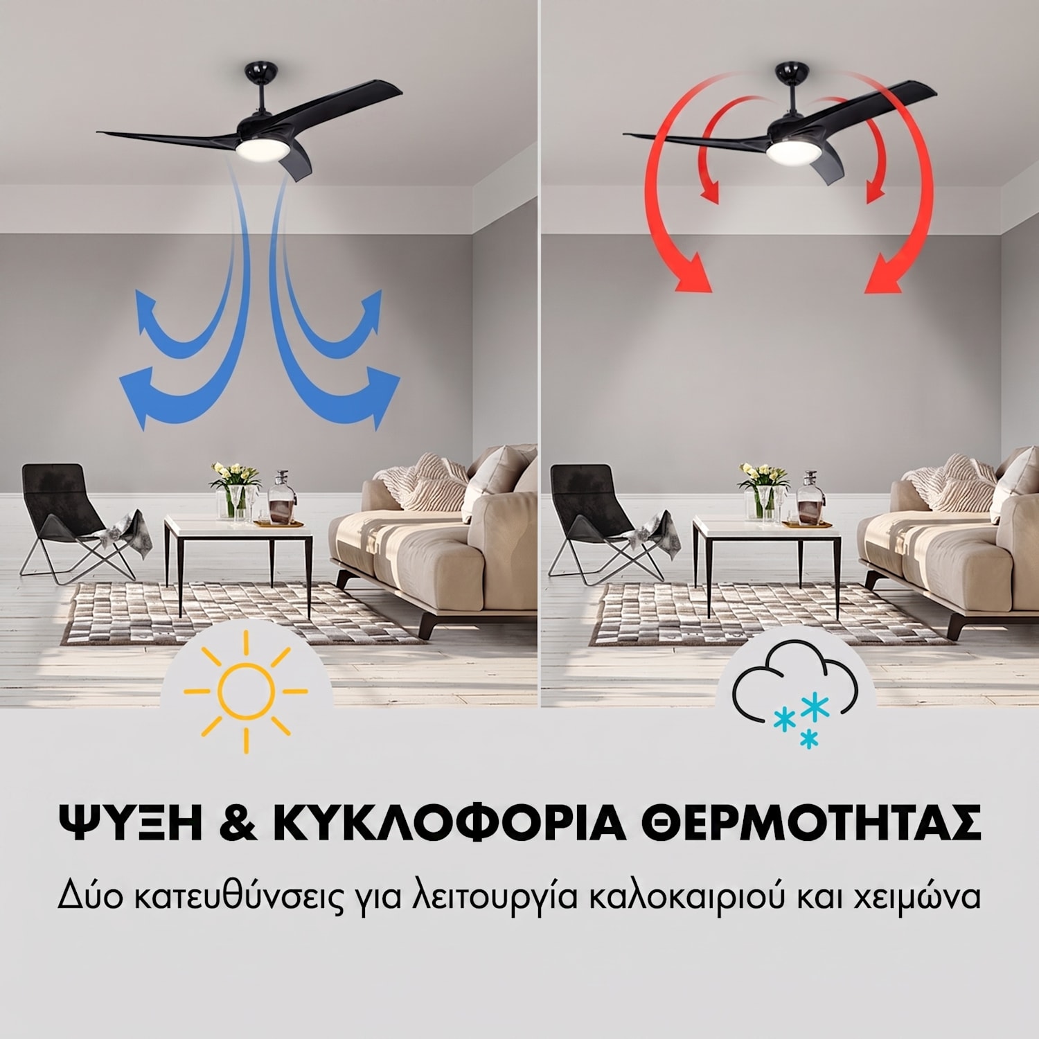  132 cm (δωμάτια 13–25 m²) | Τηλεχειριστήριο | Μαύρο