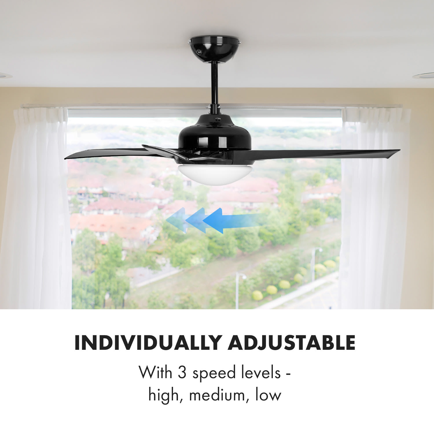 Figo -kattotuuletin 52" (132 cm) Ø teho 55 W musta 132 cm (huoneet 13-25 m²) | Kaukosäädin | Musta