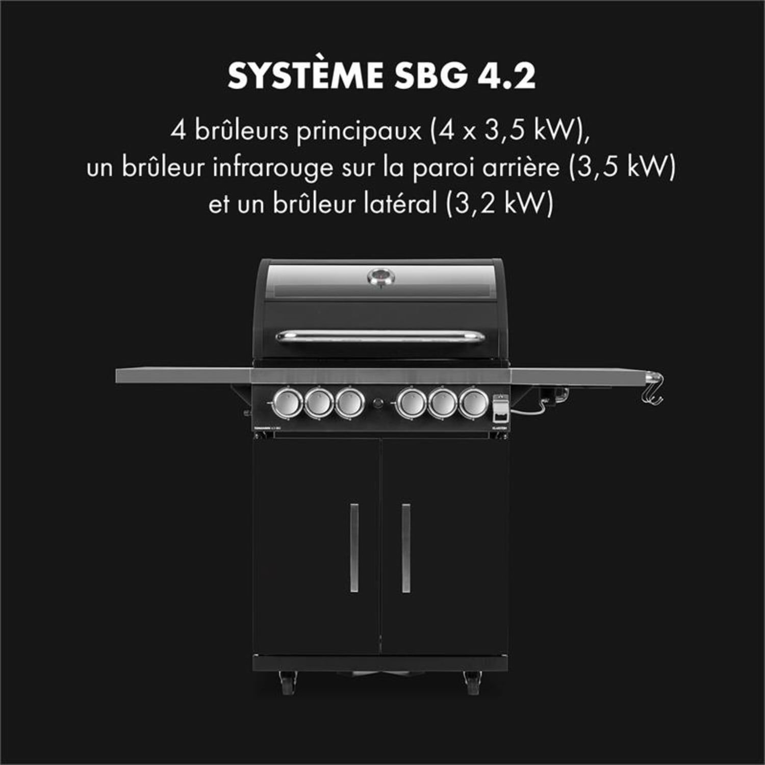 Tomahawk 4.2 SBG Gasgrill 6 Brenner 20,7 kW 64x42cm Grill Edelstahl 