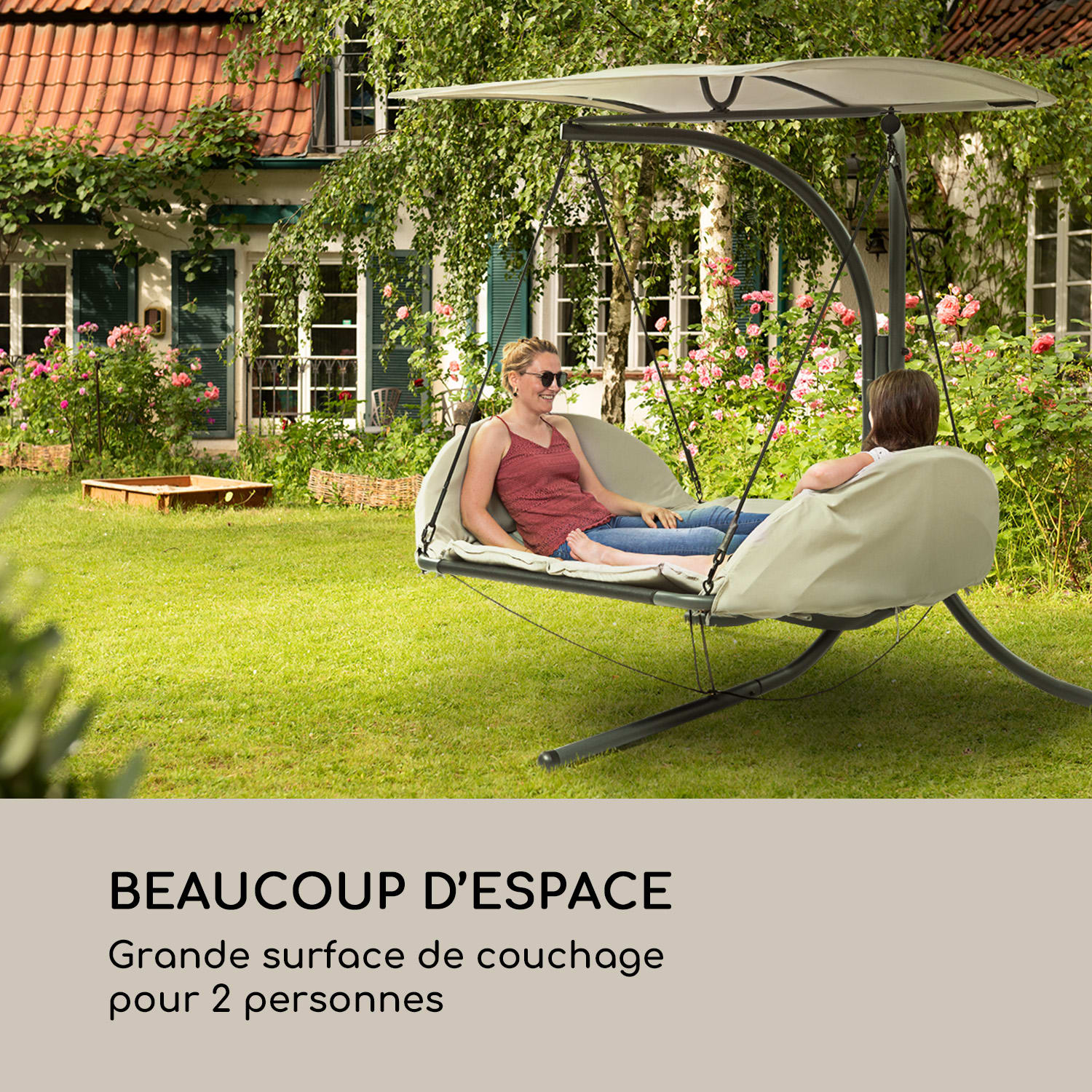 Fountain Valley Chaise longue suspendue coussin d'assise auvent Polyes 