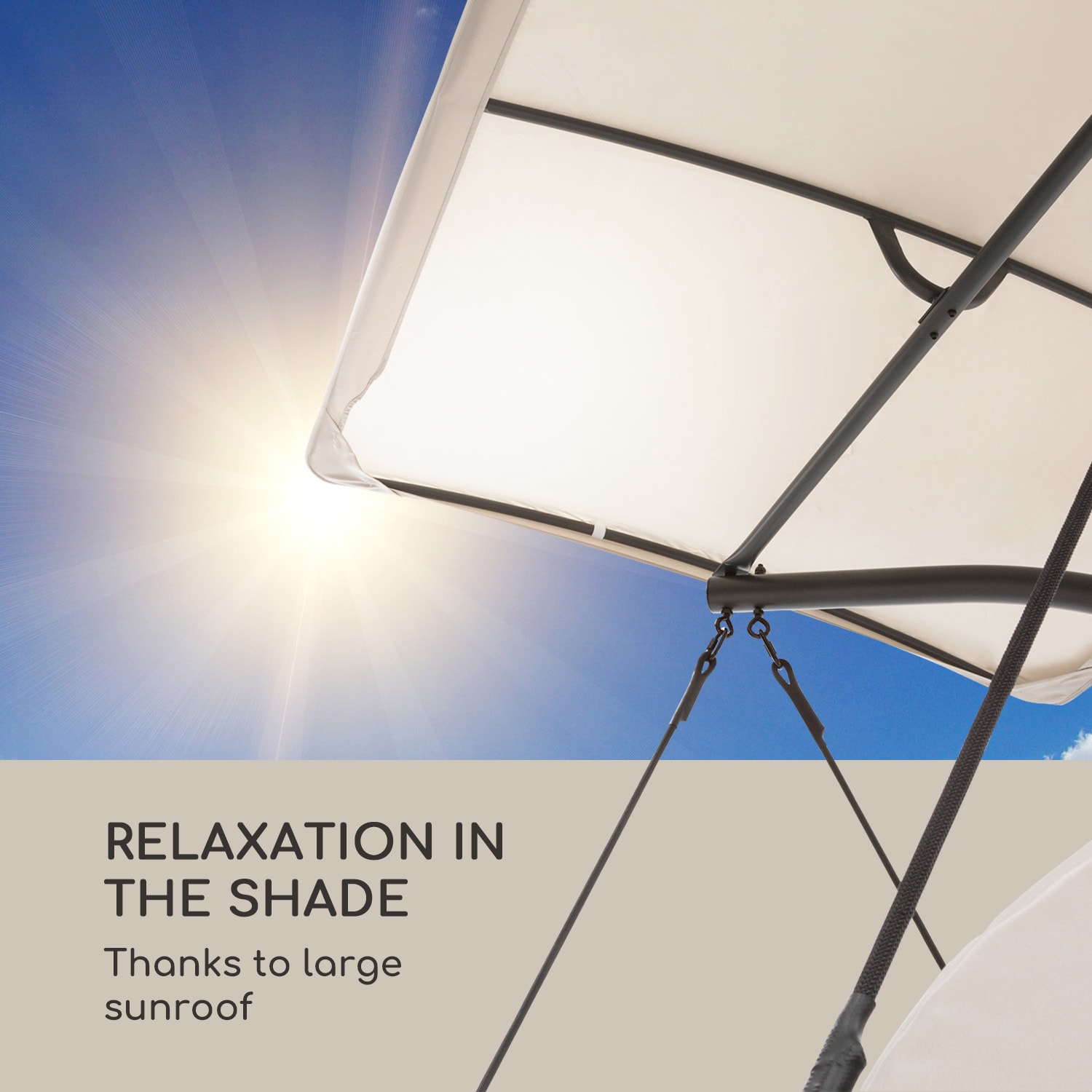 Fontana Valley, viseči ležalnik, oblazinjenje, senčnik, 180g poliester, bež 