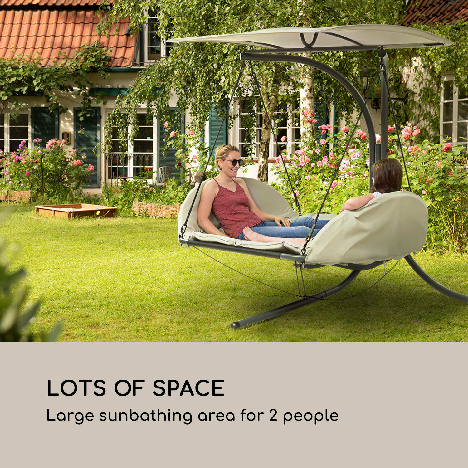 Fontana Valley, viseči ležalnik, oblazinjenje, senčnik, 180g poliester, bež 