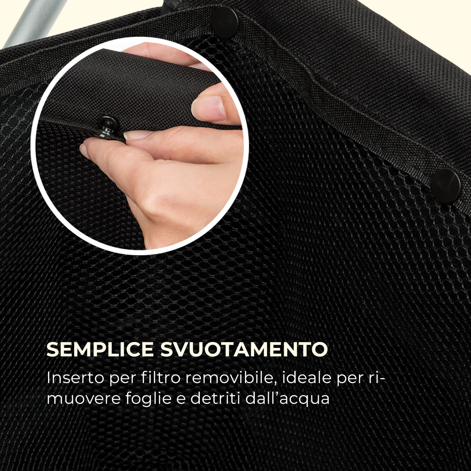 Lakeside Power sacchetto di raccolta aspiratore per laghetti 30l sacchetto filtrante nero 