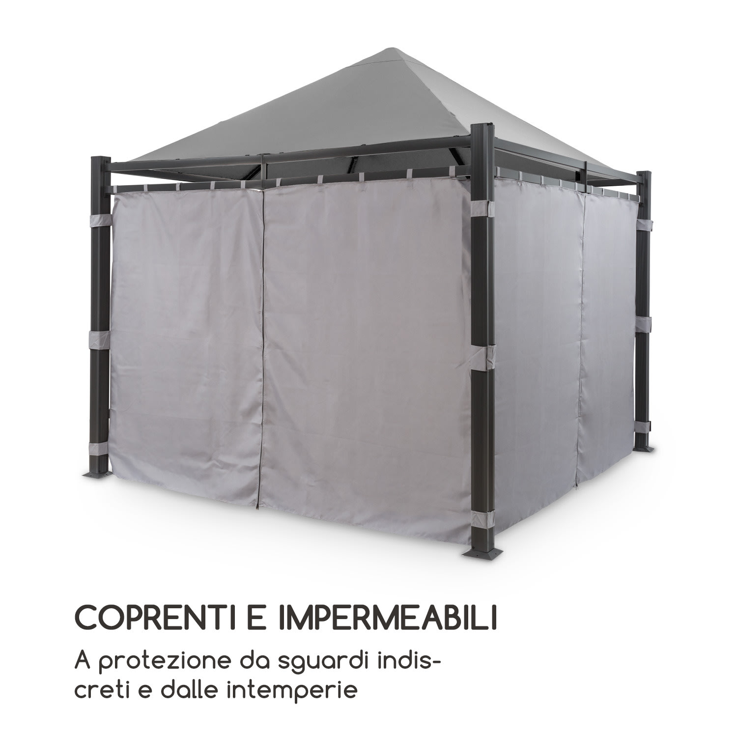 Pantheon Illumina pareti laterali per gazebo 4 pezzi 140g/m² poliestere grigio 