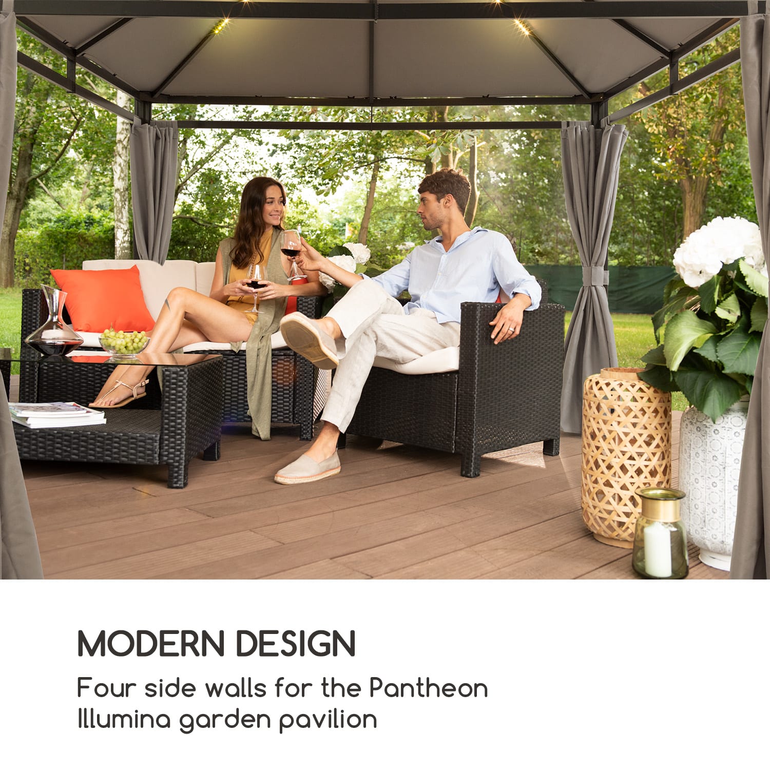 Pantheon Illumina, bočne stranice za paviljon, 4 kosi, 180 g/m² poliester, siva