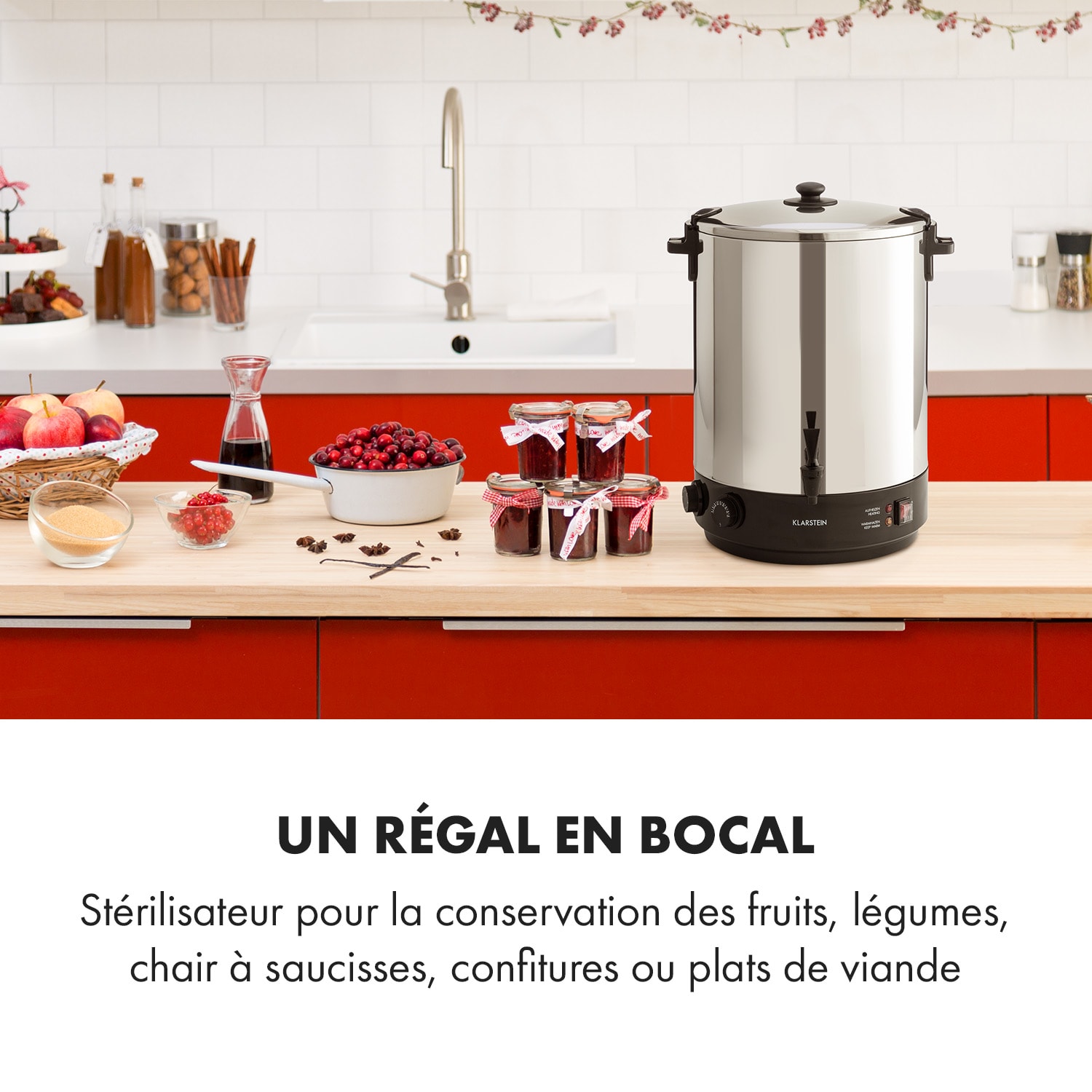 KonfiStar 40 weckautomaat drankendispenser 40L 2500 Watt 110°C 120 min. rvs 40 ltr