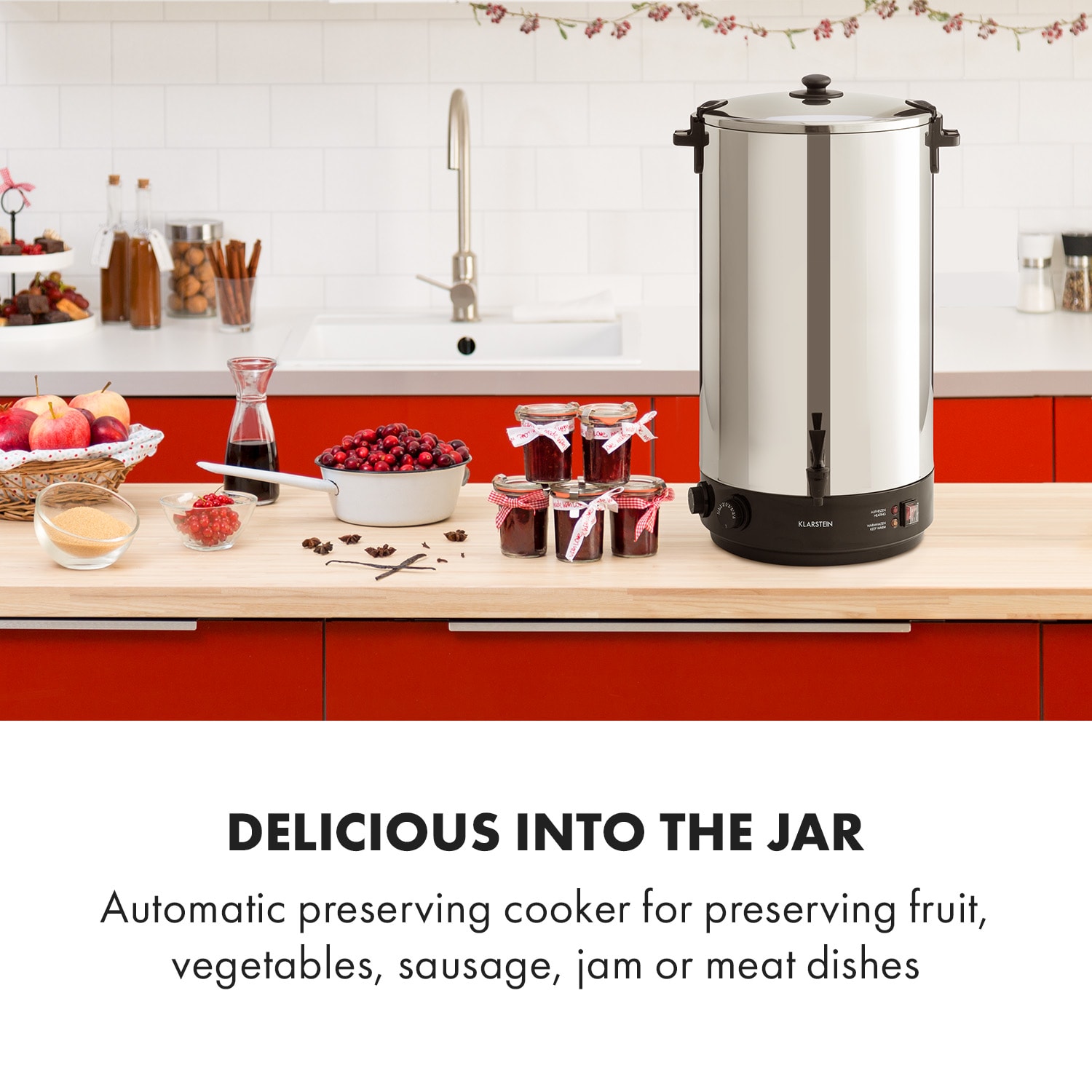 KonfiStar 60, Fierbator și aparat de conservare, distribuitor de băuturi fierbinți, 2500 W, 60 l, 110 ° C, 120 min, oțel inoxidabil 60 L | Mecanic