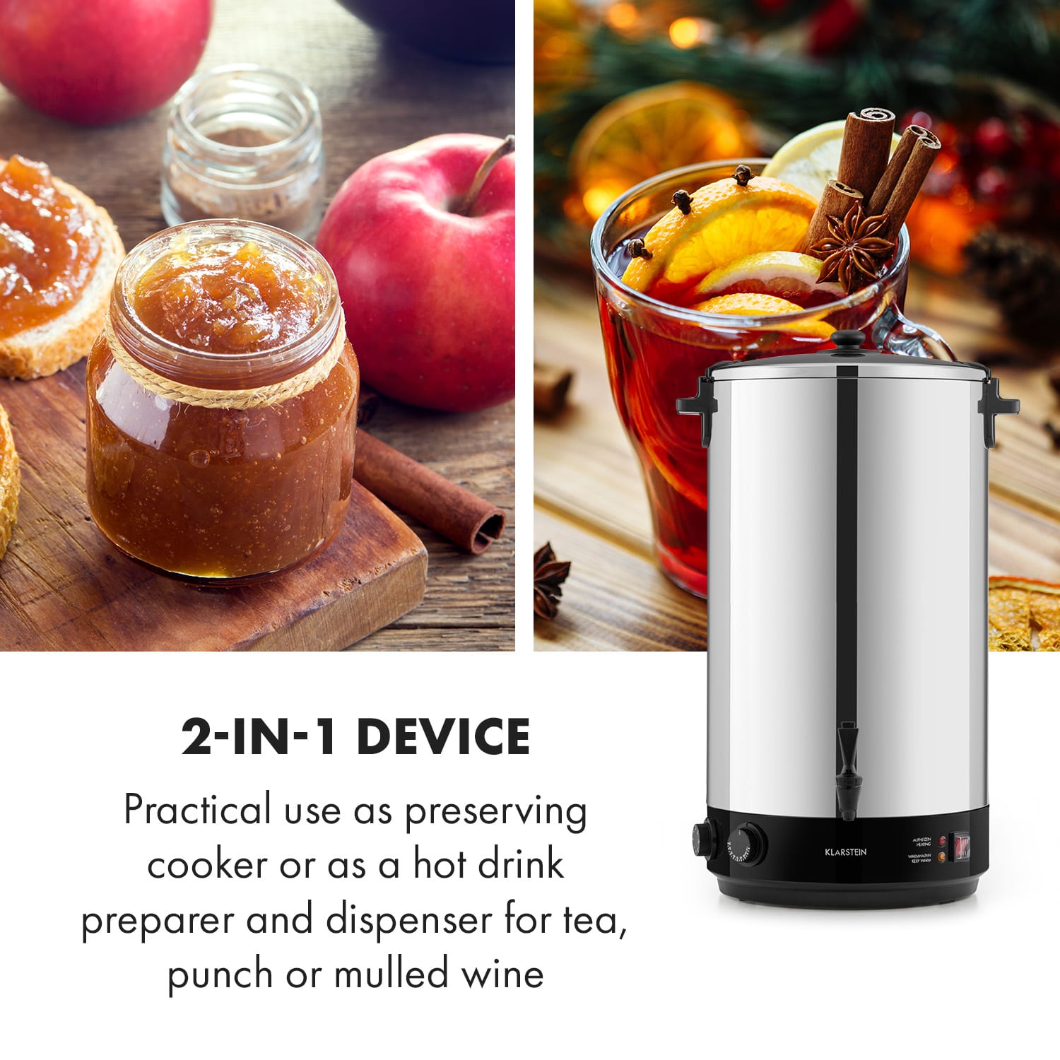 KonfiStar 60 Olla pasteurizadora Dispensador de bebidas 60L 110°C 120min Acero inoxidable 