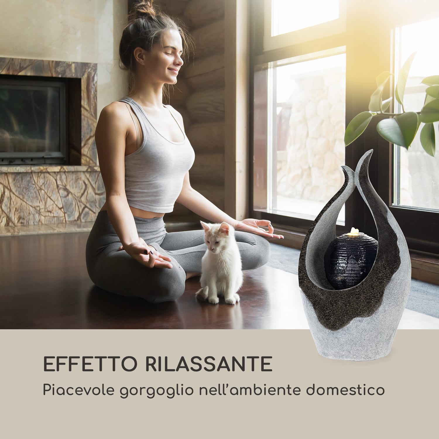 Noblino fontana da giardino 7W illuminazione a LED in poliresina 
