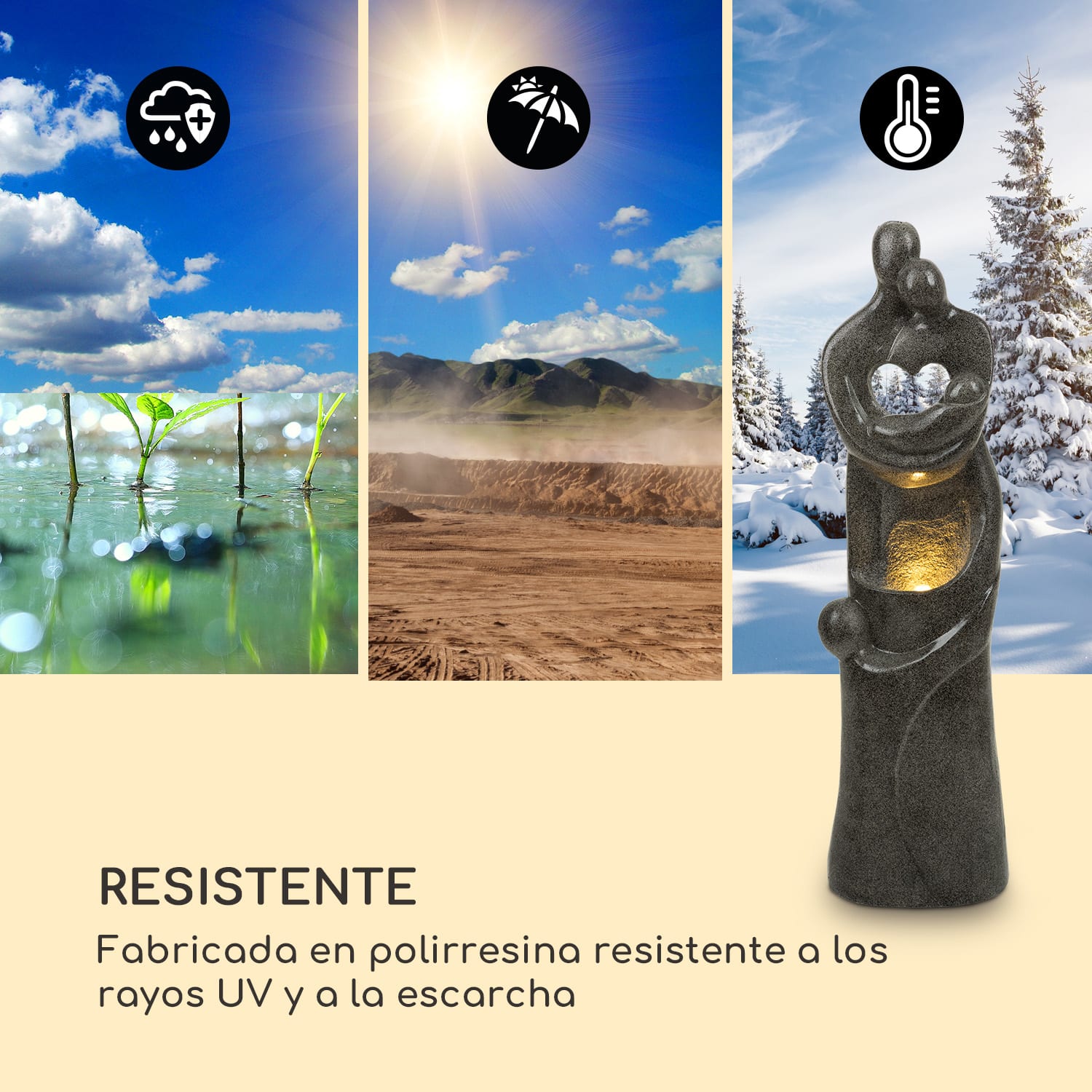 Sagrada Familia fuente de jardín iluminación LED 7 W polirresina 
