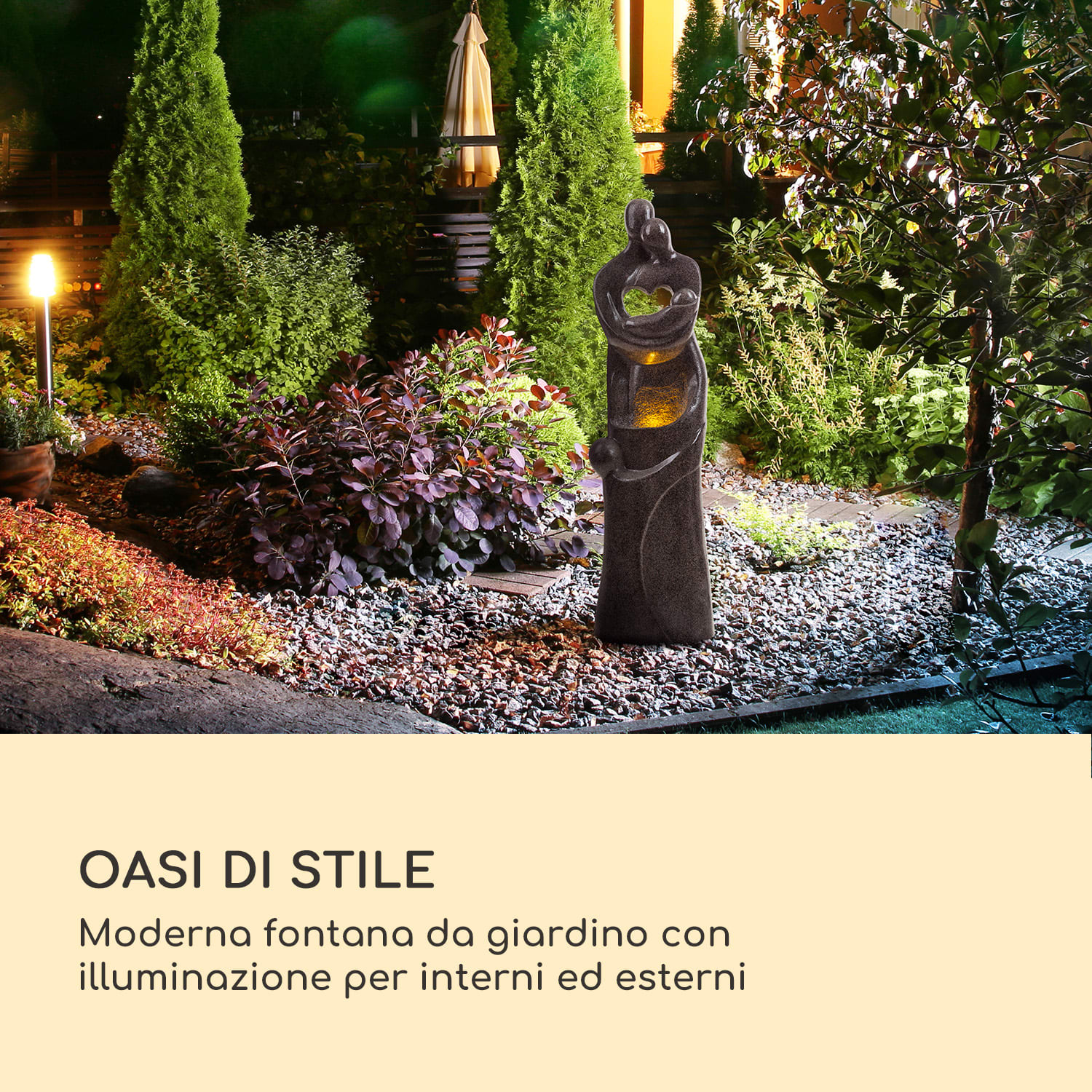 Sagrada Familia fontana da giardino 7W illuminazione a LED in poliresina 