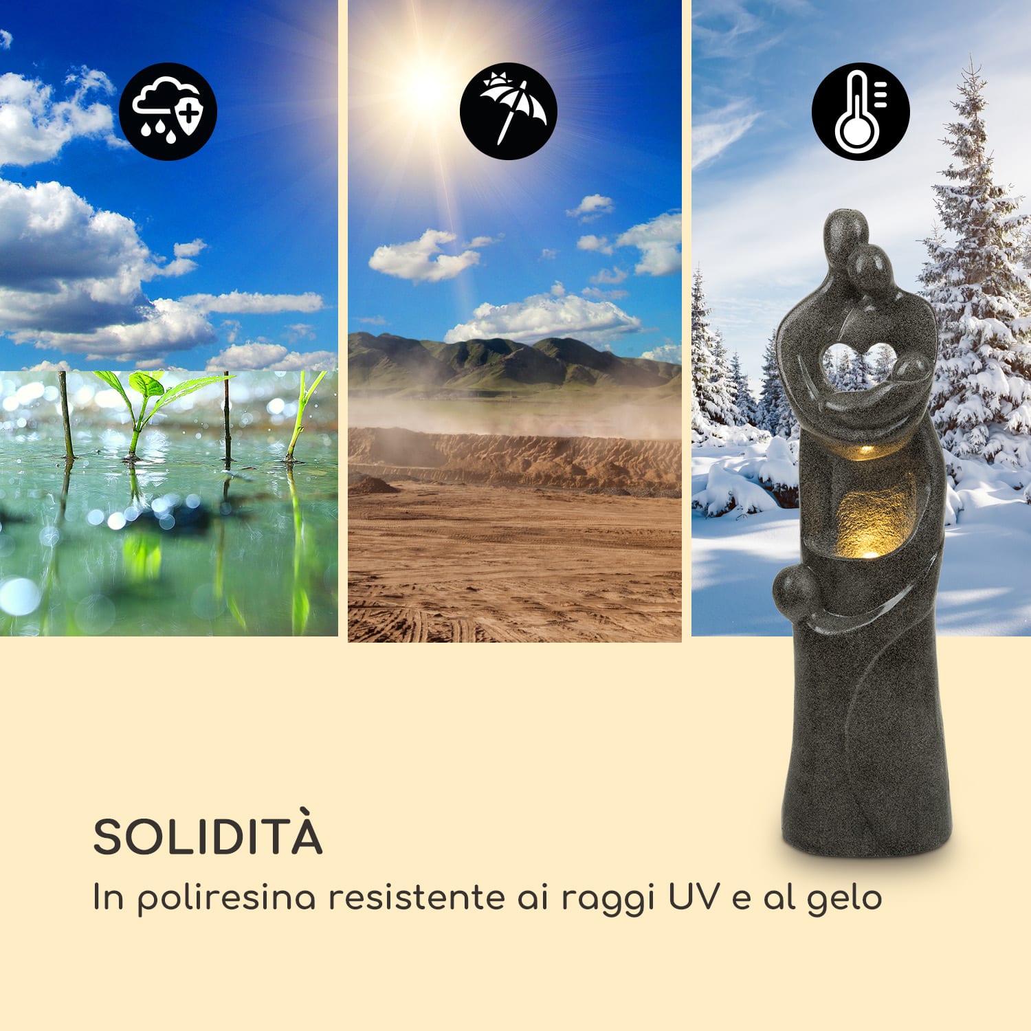 Sagrada Familia fontana da giardino 7W illuminazione a LED in poliresina 
