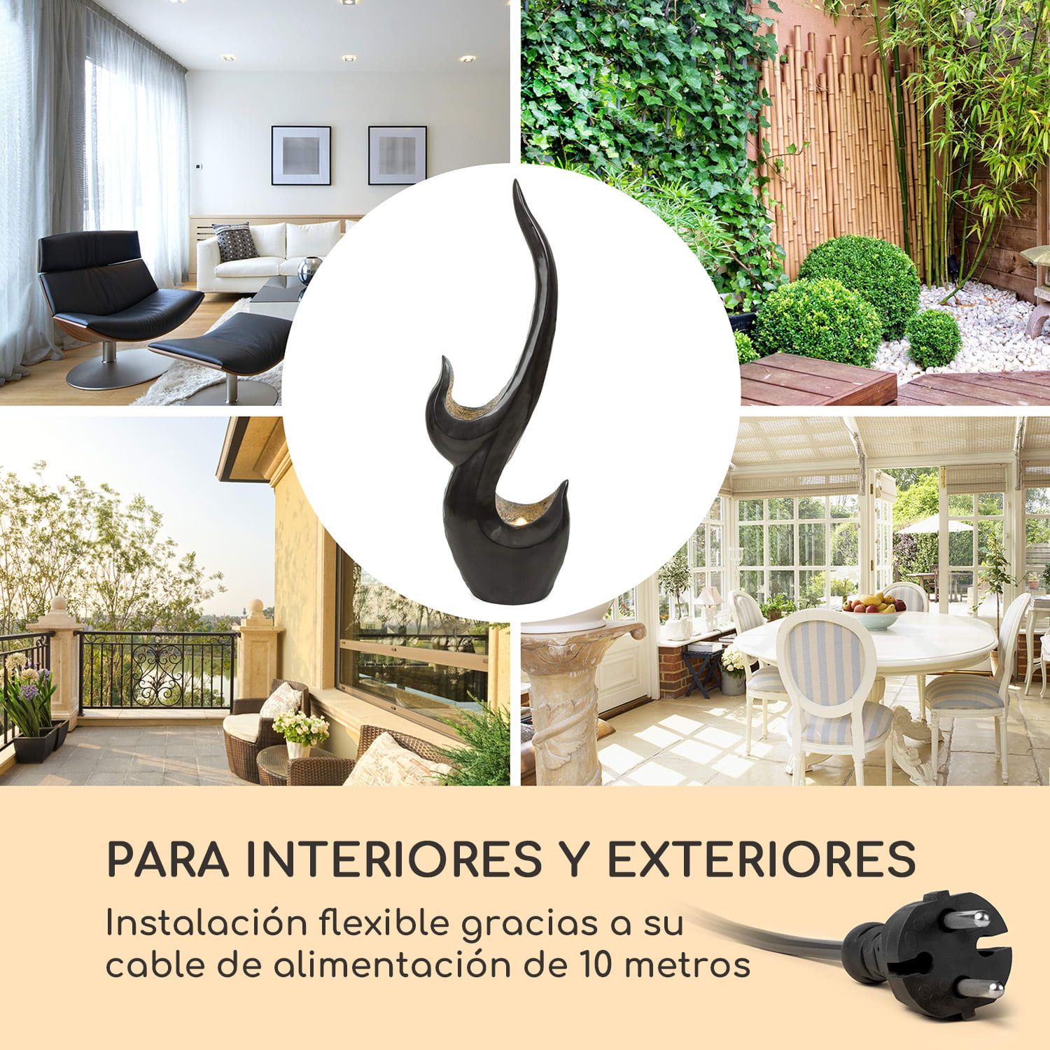 Arcadia fuente de jardín iluminación LED 10 W polirresina 