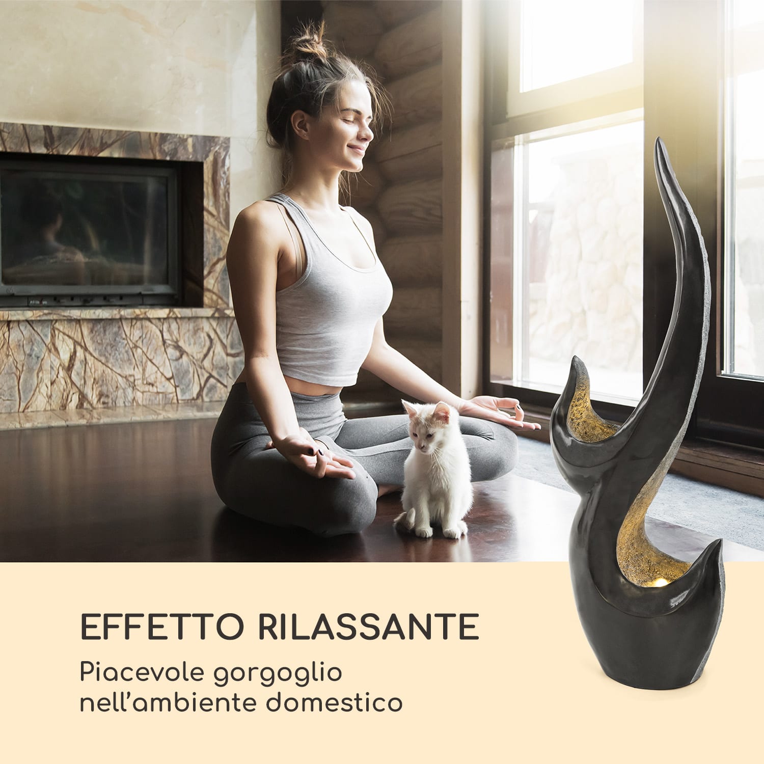 Arcadia fontana da giardino 10W illuminazione a LED in poliresina 
