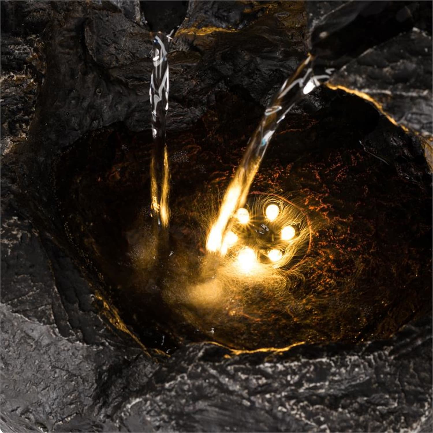 Rocky Waters tuinfontein 2,5W ledverlichting polyhars antraciet 