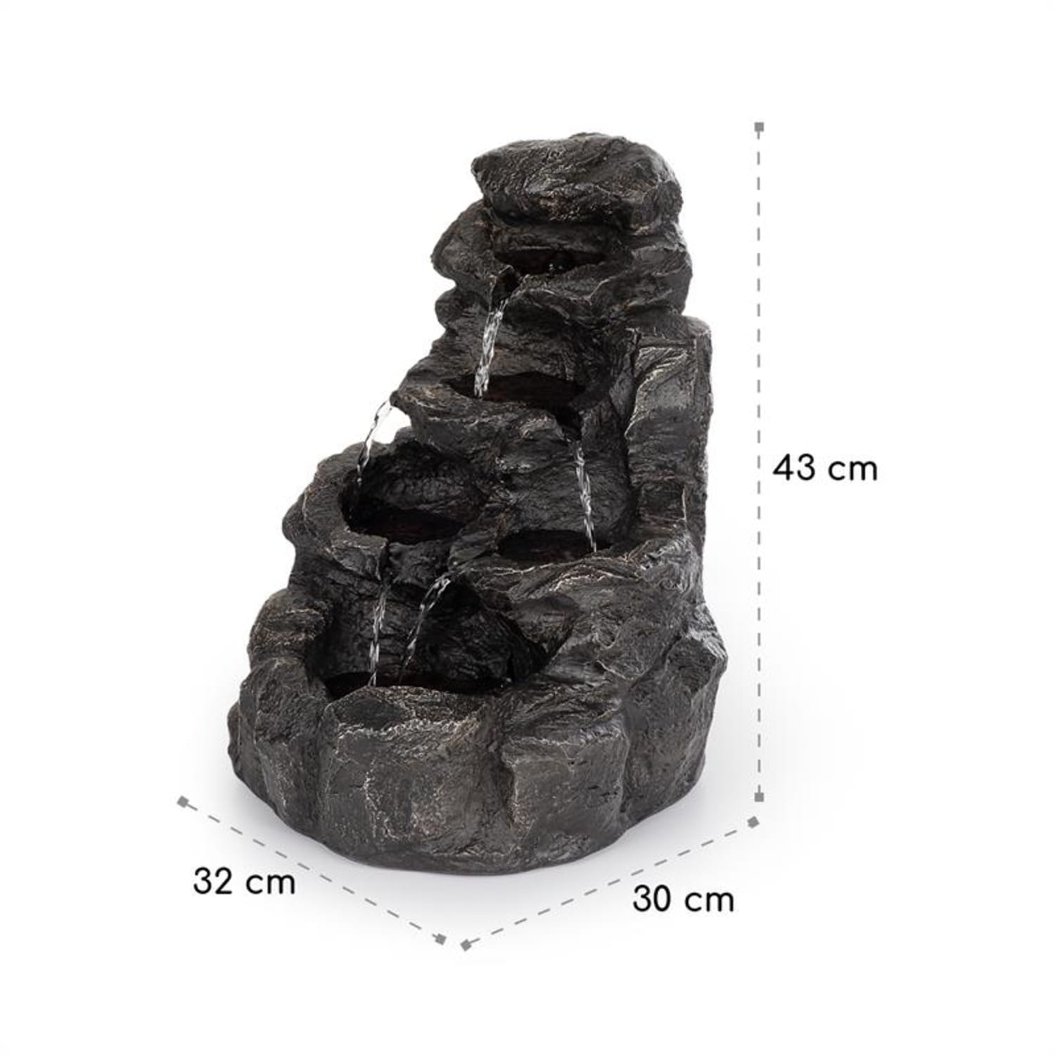 Rocky Waters tuinfontein 2,5W ledverlichting polyhars antraciet 